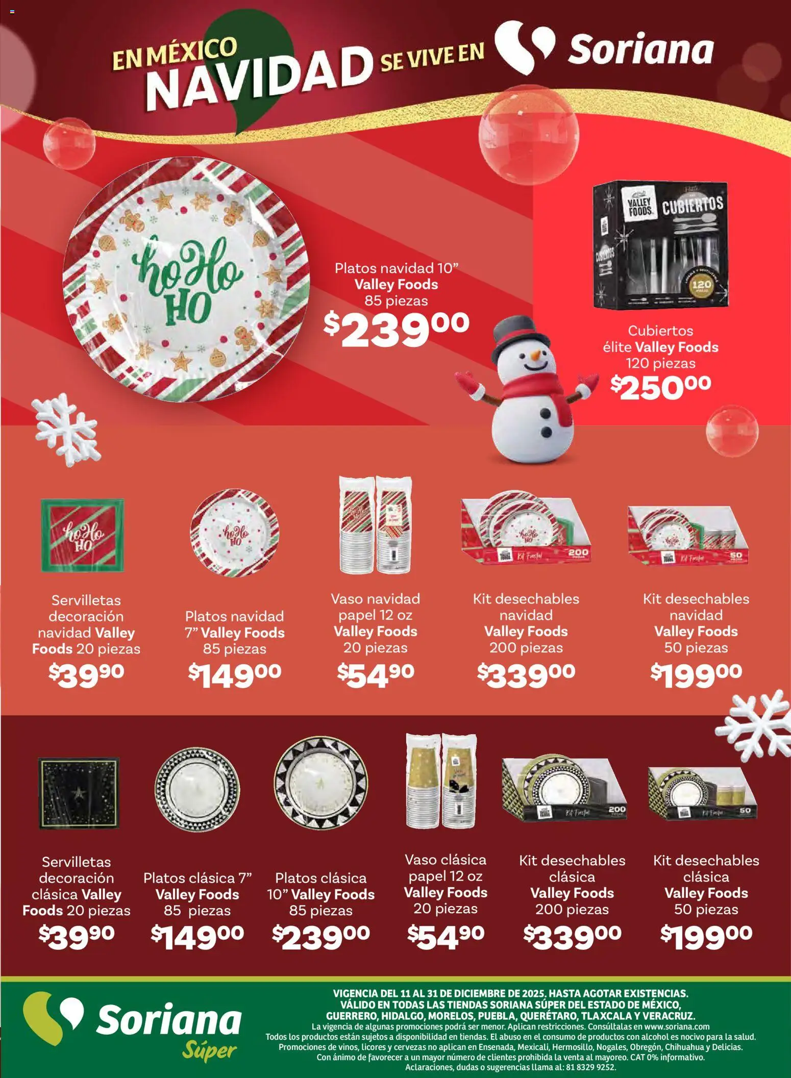 Nuevas ofertas de Soriana válidas en toda la República Mexicana desde el 11.12.2025. ¡Encuentra las mejores ofertas en Soriana - Preciazazaso Súper: Edo Mex, Gro, Hgo, Mor, Pue, Qto, Tlax, Ver! | Página: 54 | Productos: Servilletas