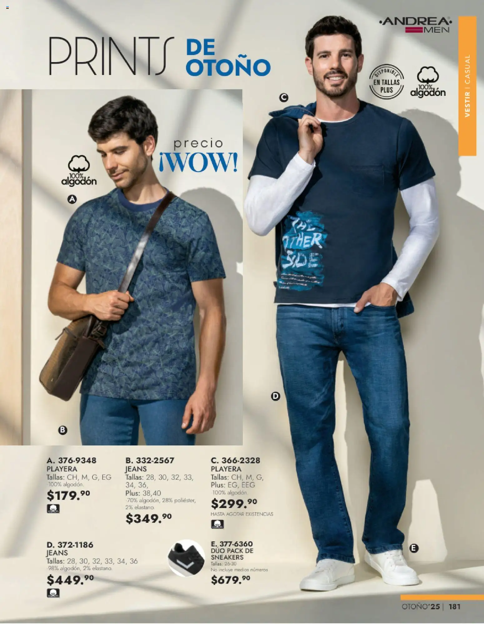 Nuevas ofertas de Andrea válidas en toda la República Mexicana desde el 26.11.2025. ¡Encuentra las mejores ofertas en Andrea catálogo Vestir Caballero otoño! | Página: 19 | Productos: Algodón, Playera