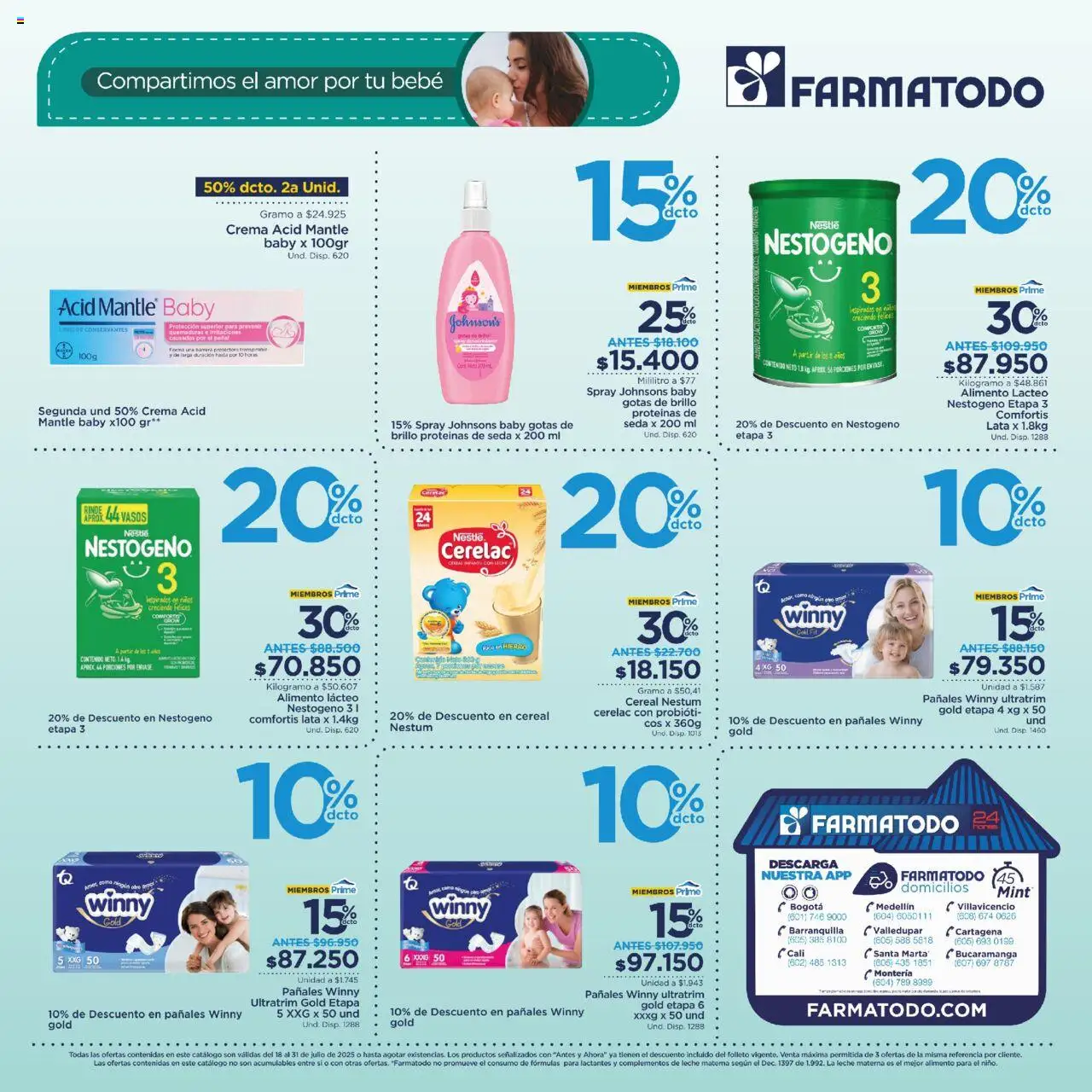 FarmaTodo revista - valida desde el 18.07.2025 | Página: 2 | Productos: Vasos, Crema, Pañales, Leche