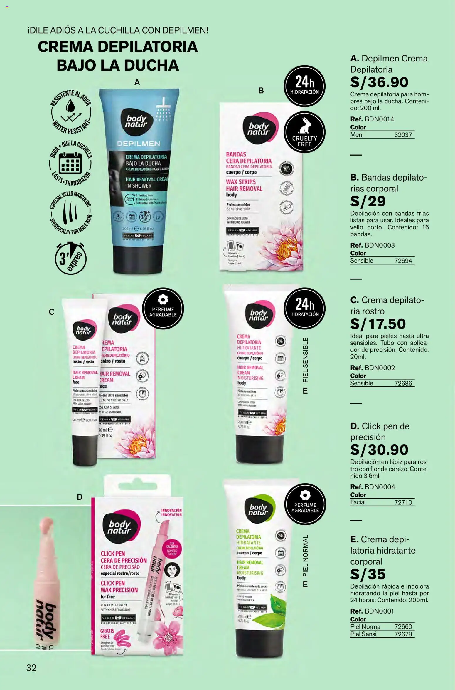 Catálogo Leonisa válido desde 23.10.2025 | Página: 32 | Productos: Crema depilatoria, Ducha, Crema, Perfume