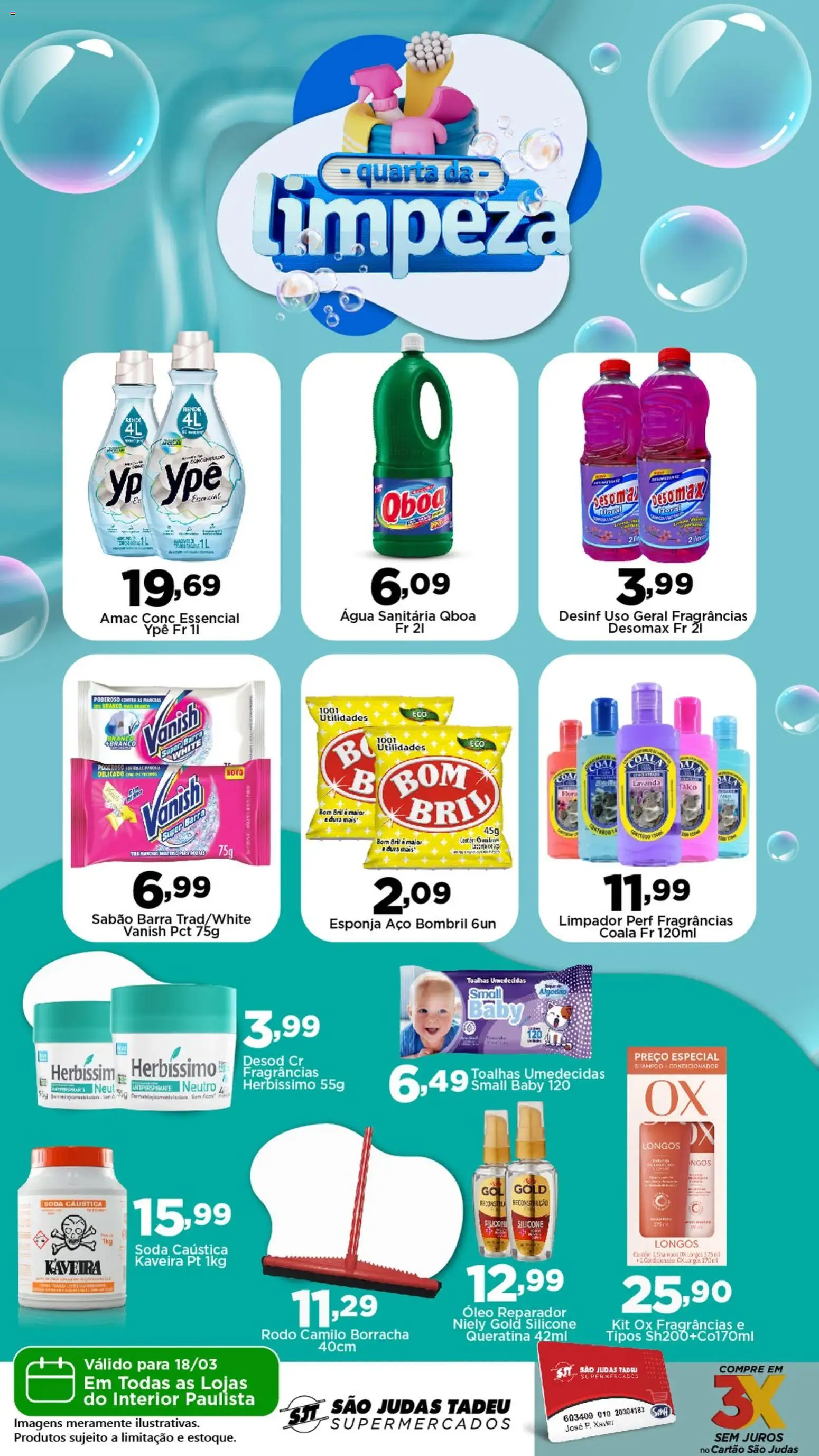 São Judas Tadeu Folheto - válido de 18.03.2026 | Página: 1 | Produtos: Shampoo, Talco, Borracha, Óleo