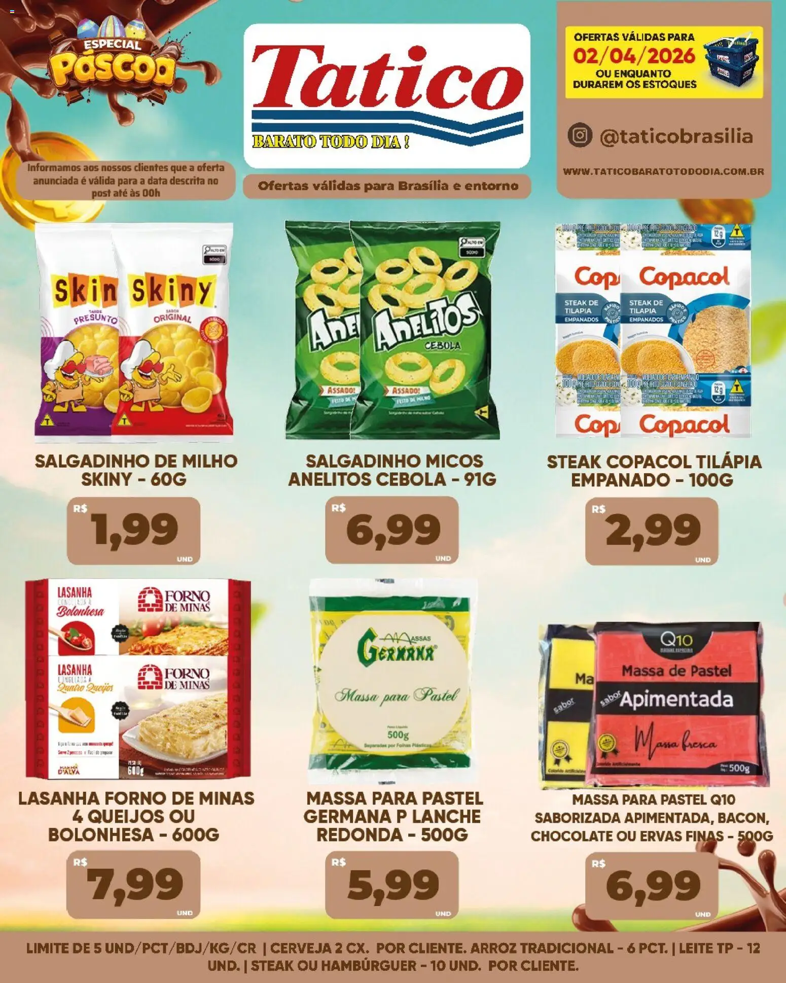 Tatico Folheto - válido de 03.04.2026 | Página: 42 | Produtos: Tilápia, Presunto, Arroz, Massa