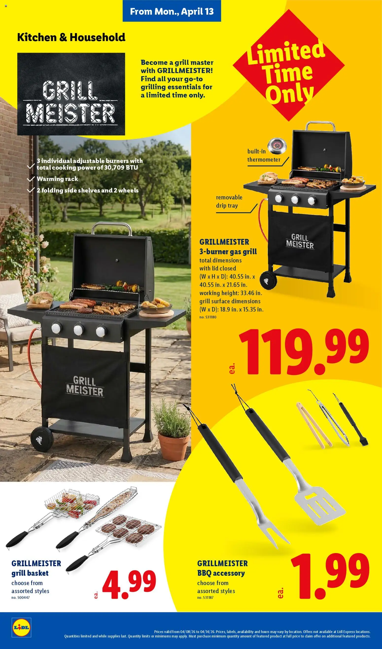Lidl Weekly Ad - valid from 08.04.2026 | Page: 36 | Products: Basket, Grill, Thermometer