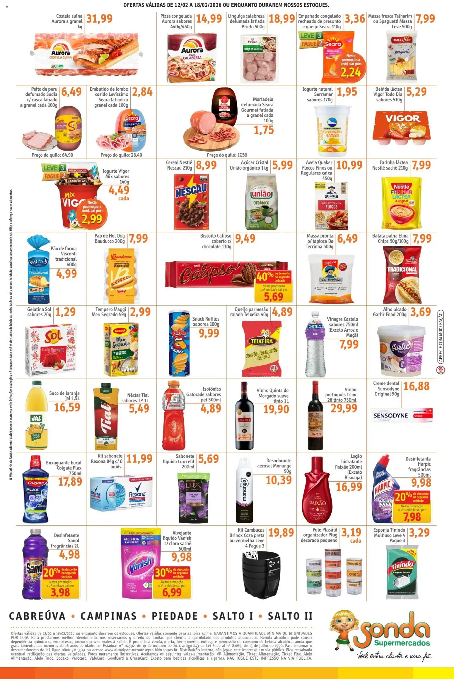 Sonda Folheto - válido de 12.02.2026 | Página: 2 | Produtos: Alho, Enxaguante bucal, Queijo parmesão, Creme dental