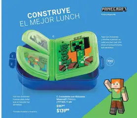 Vista previa de C. Contenedor con divisiones Minecraft* Plástico., Contenedor con divisiones para alimentos, de plástico, con diseño de Minecraft., nuevo folleto de la tienda, válido en México a partir del 30.01.2026 | Página: 173