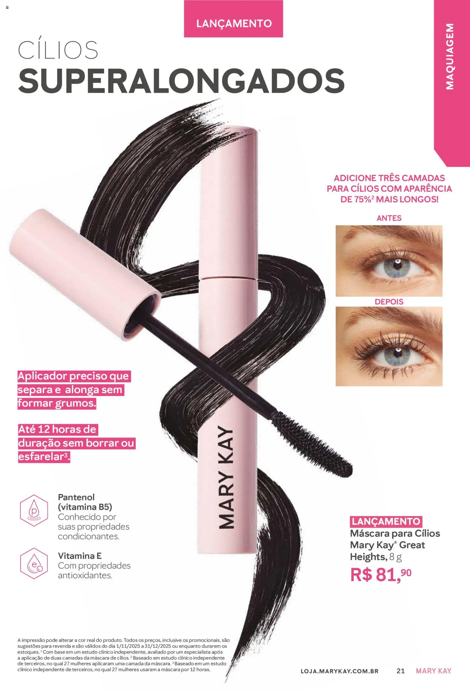 Mary Kay Folheto - válido de 01.11.2025 | Página: 21 | Produtos: Maquiagem, Máscara para cílios, Base