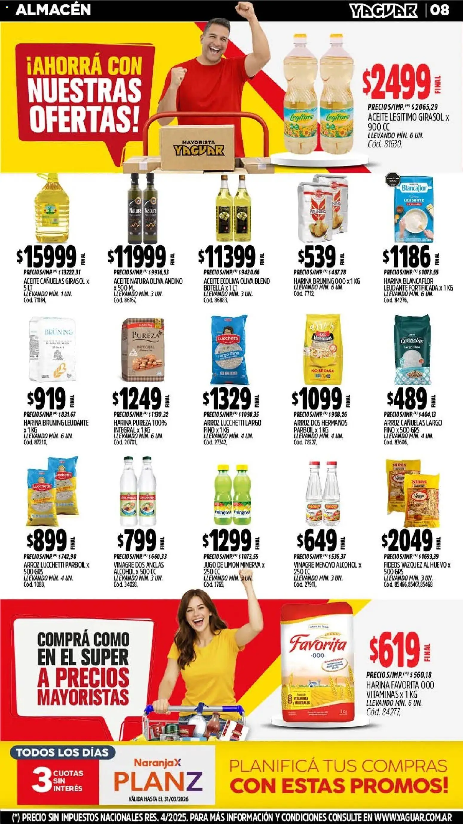 Yaguar - Oferta Semanal Misiones │ válido desde el 02.03.2026 | Página: 8 | Productos: Botella, Harina, Aceite, Fideos