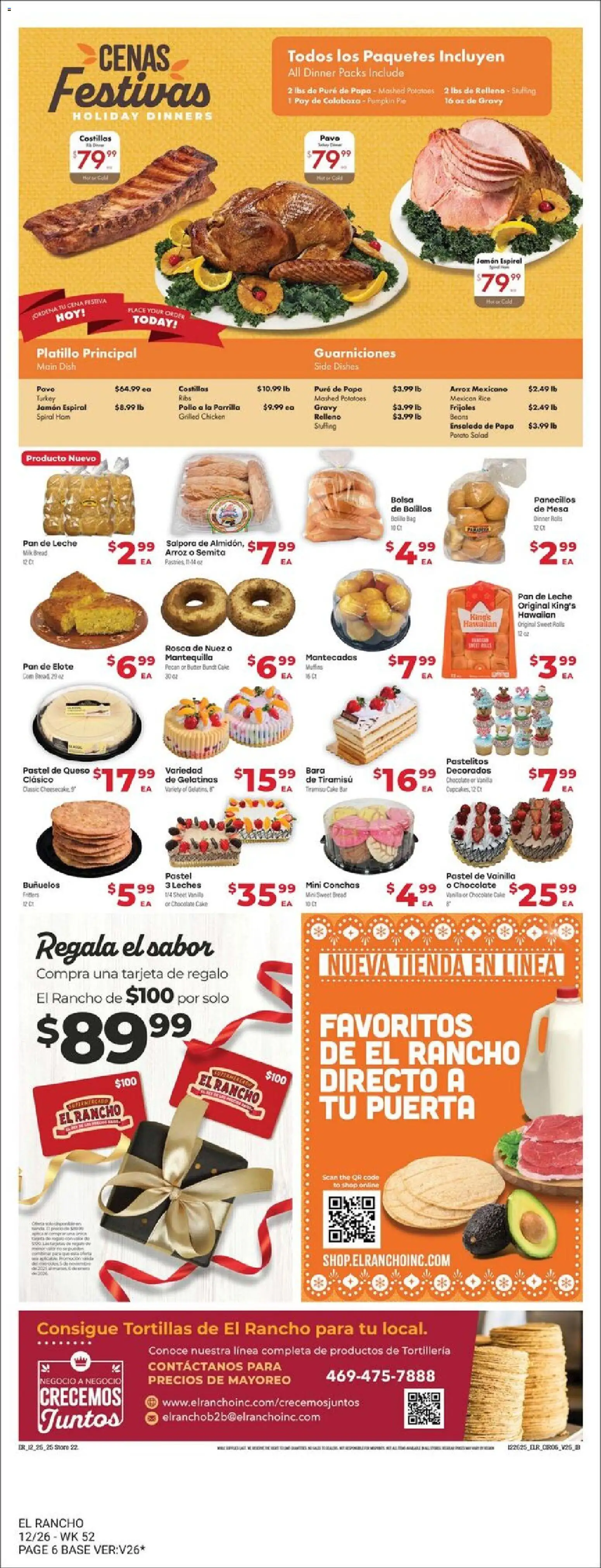 El Rancho Weekly Ad - valid from 26.12.2025 | Page: 6 | Products: Butter, Pumpkin Pie, Pumpkin, Cheesecake