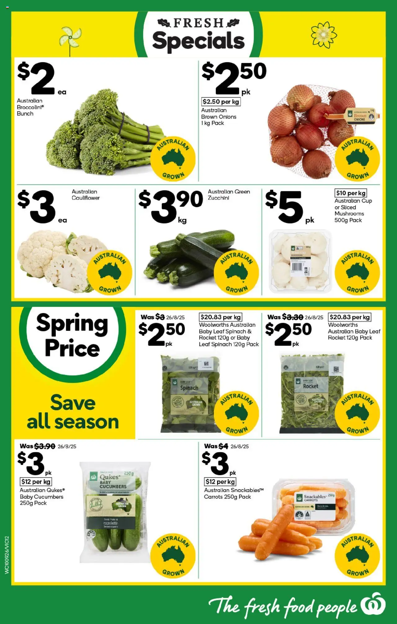 Woolworths catalogue - valid from 10.09.2025 | Page: 12 | Products: Mushrooms, Cucumbers, Spinach, Cauliflower