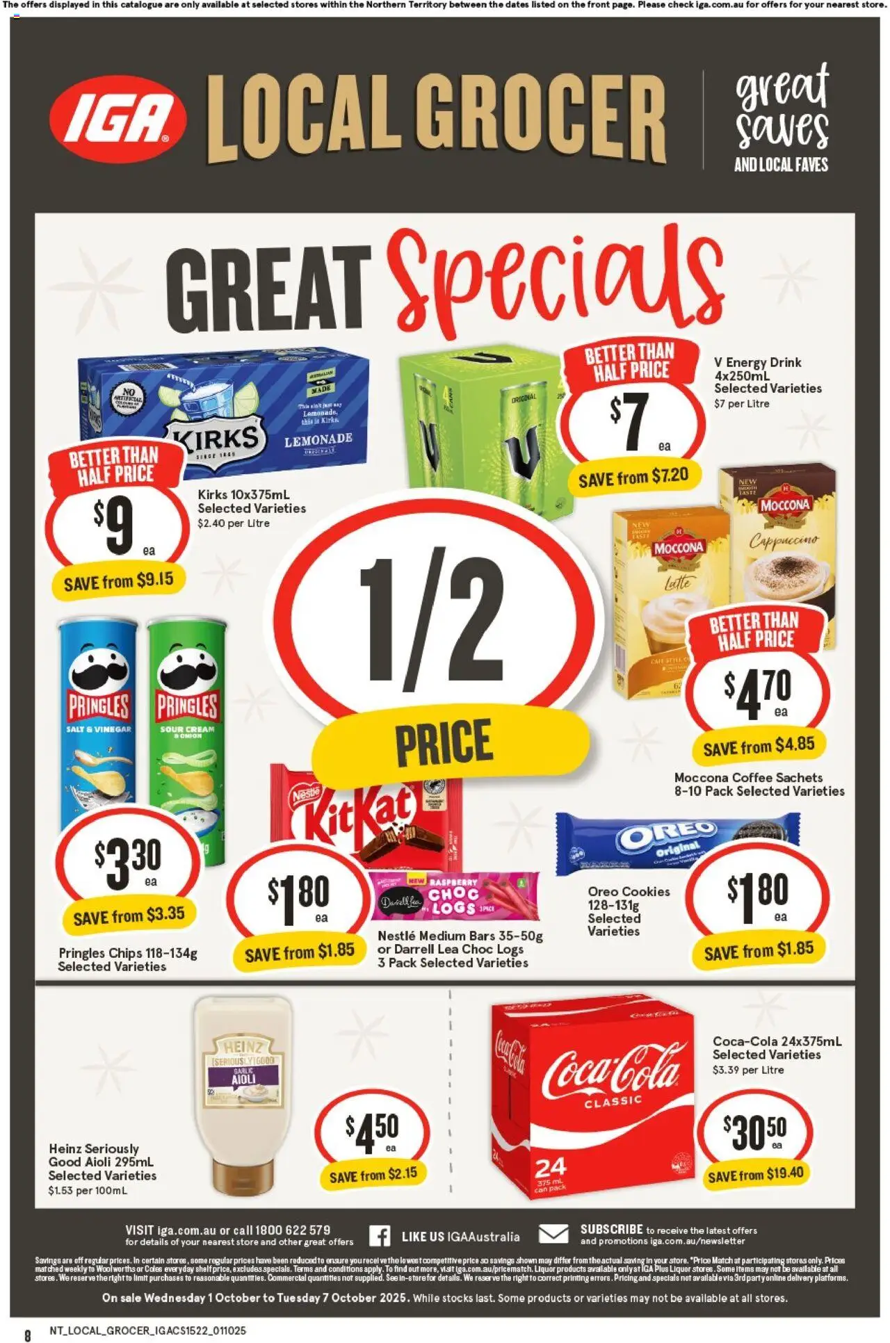 IGA catalogue - valid from 01.10.2025 | Page: 8 | Products: Coffee, Sour cream, Cream, Raspberry
