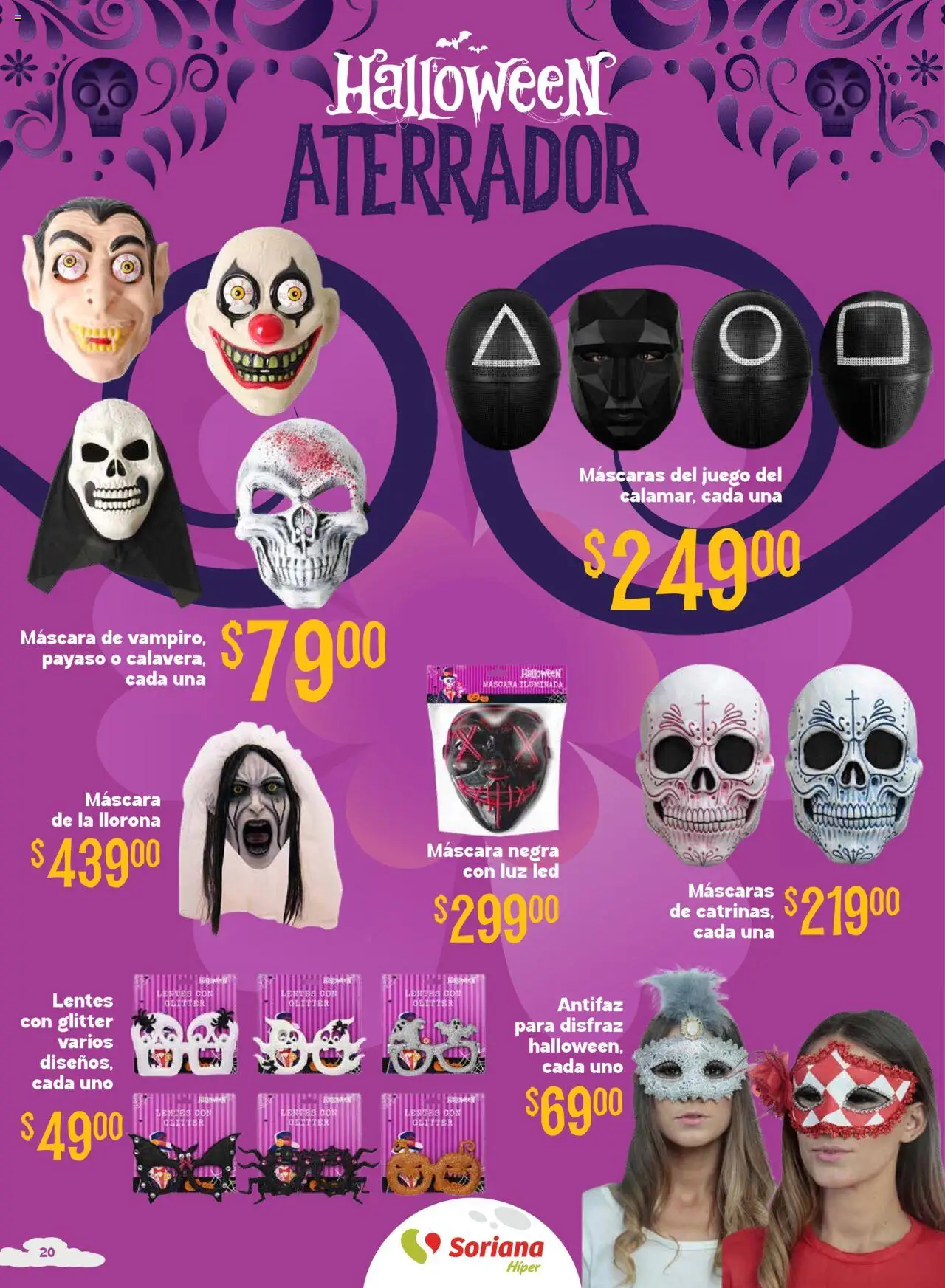 Nuevas ofertas de Soriana válidas en toda la República Mexicana desde el 25.09.2025. ¡Encuentra las mejores ofertas en Soriana - Halloween y Día de Muertos Híper Nacional! | Página: 20 | Productos: Lentes, Máscara, Juego, Antifaz