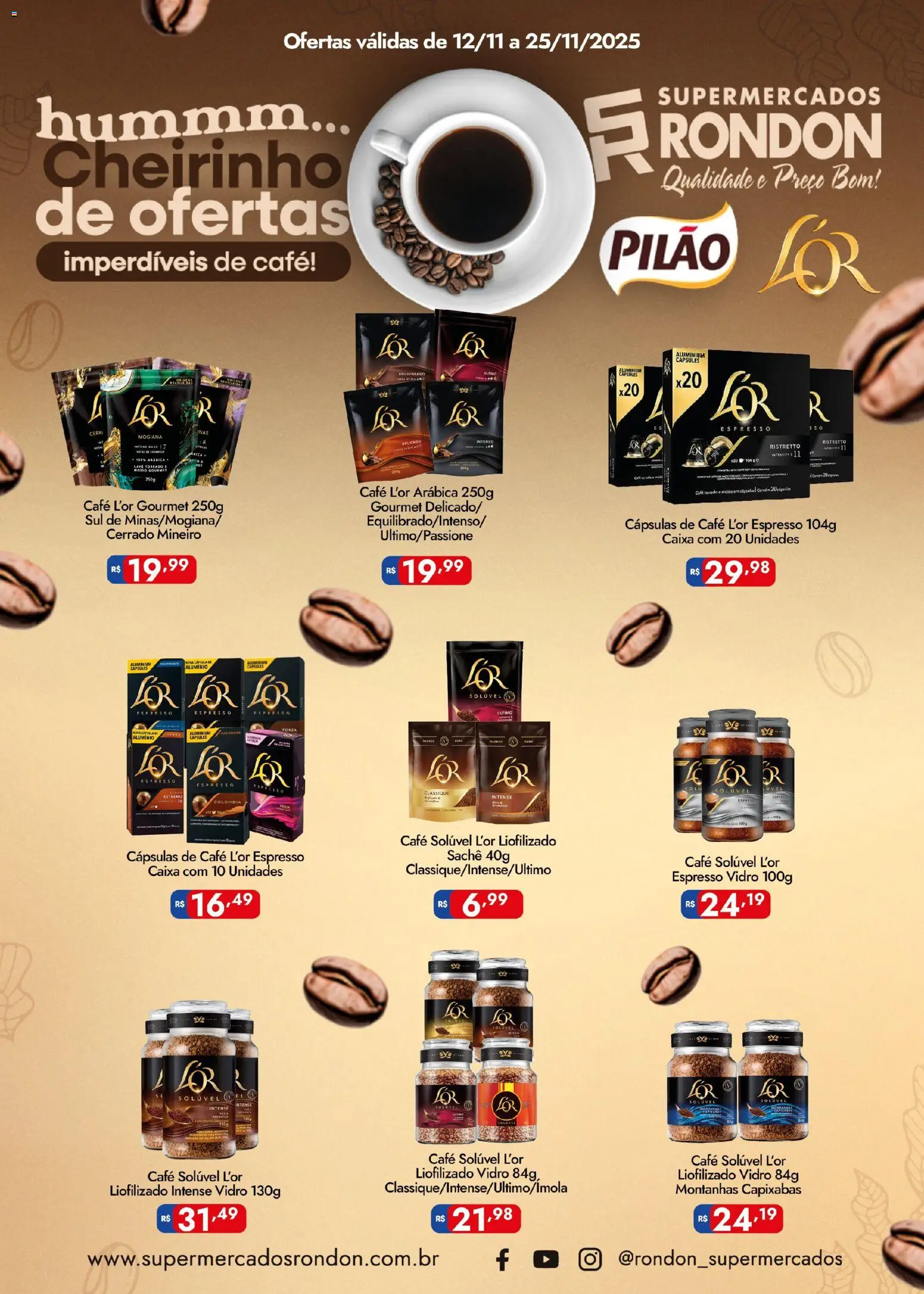 Supermercados Rondon Folheto - válido de 12.11.2025 | Página: 1 | Produtos: Caixa, Café, Café pilão, Café solúvel