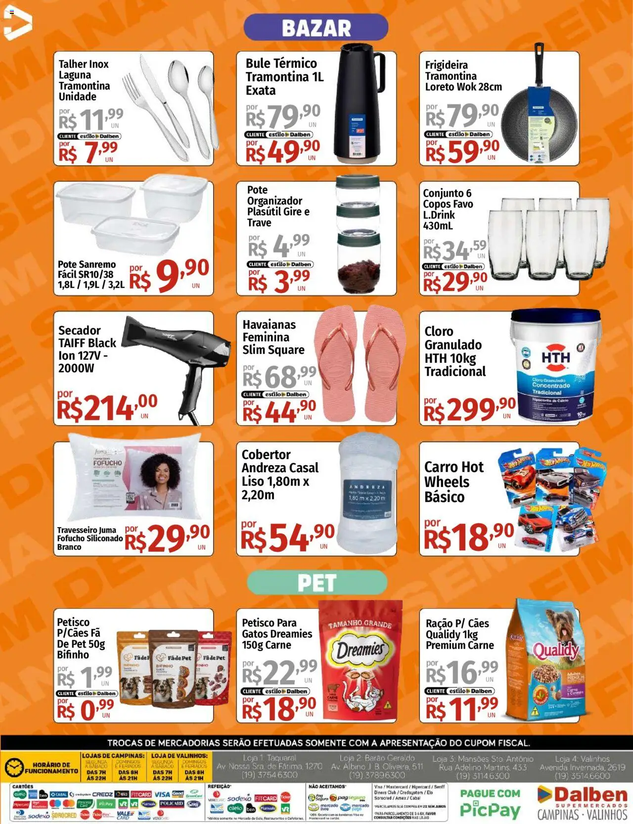 Supermercado Dalben Folheto - válido de 15.08.2025 | Página: 14 | Produtos: Secador, Organizador, Travesseiro, Copos