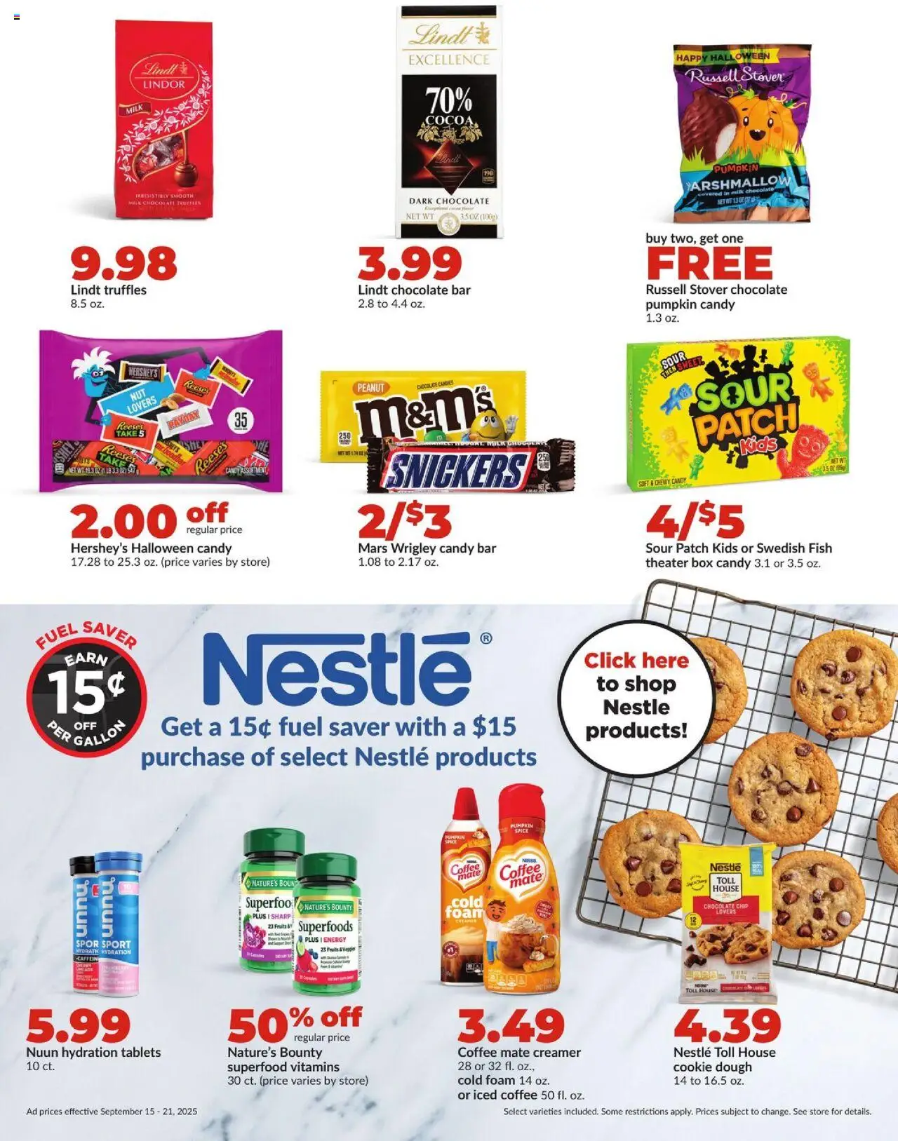 HyVee Weekly Ad - valid from 15.09.2025 | Page: 23 | Products: Chocolate, Fish, Candies, Fruits