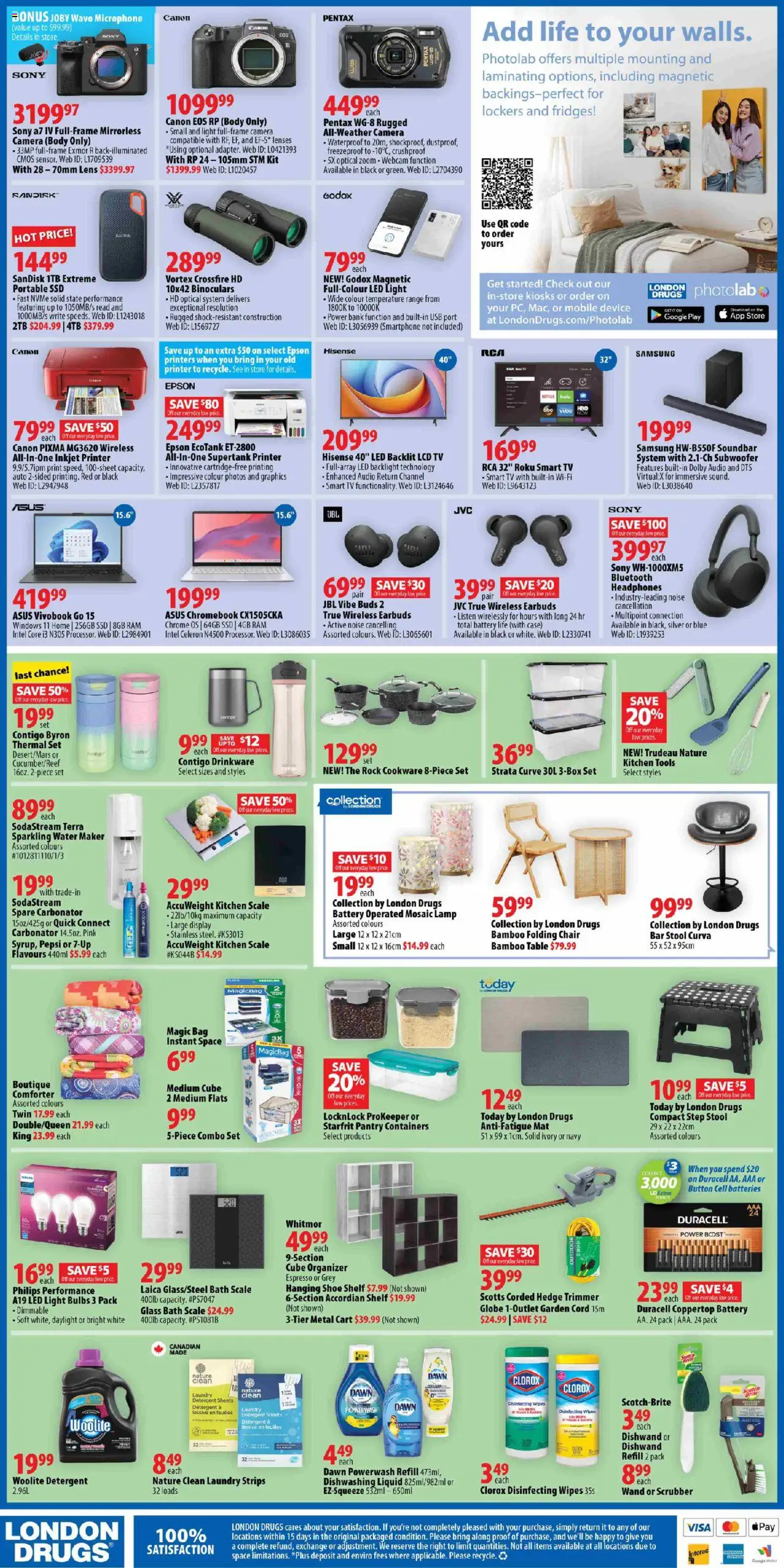London Drugs flyer valid from 15.08.2025 | Page: 4 | Products: Microphone, Detergent, Shelf, Lamp