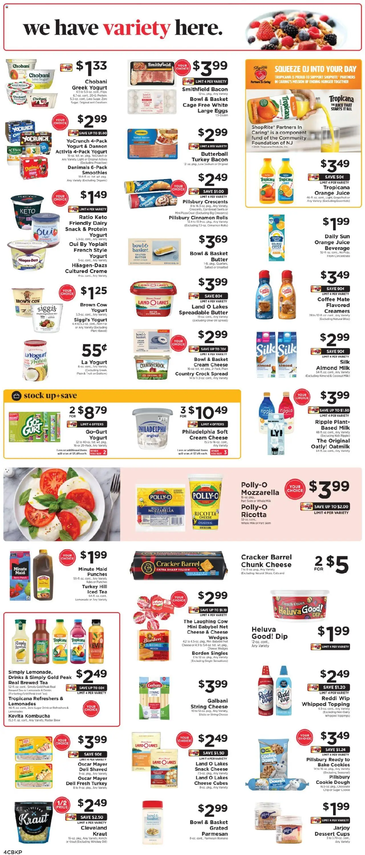 ShopRite Weekly Ad - valid from 17.10.2025 | Page: 4 | Products: Juice, Cream, Chocolate Chip, Cheesecake