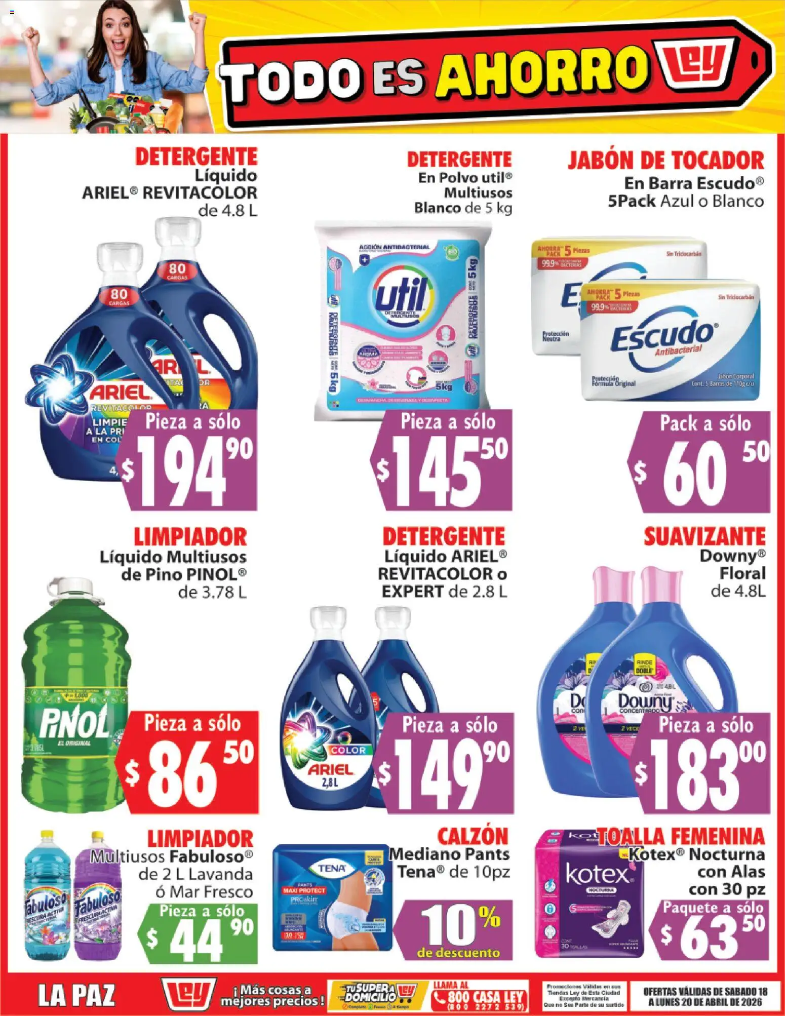 Nuevas ofertas de Casa Ley válidas en toda la República Mexicana desde el 18.04.2026. ¡Encuentra las mejores ofertas en Casa Ley folleto Todo es ahorro! | Página: 7 | Productos: Detergente, Suavizante, Pants, Jabón
