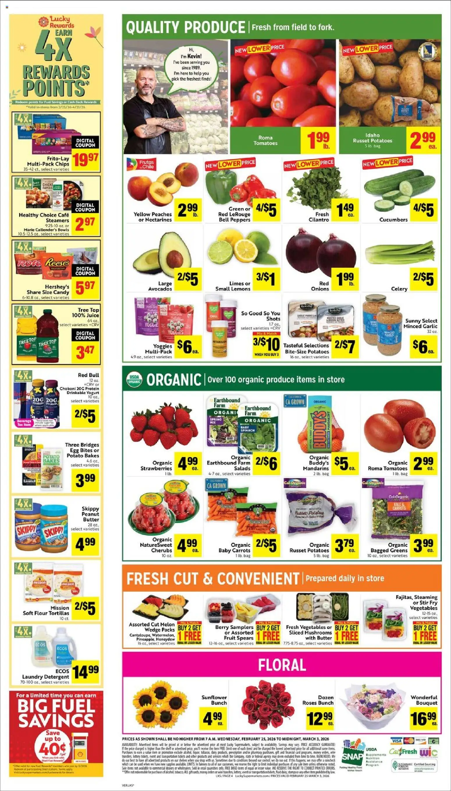 Lucky Supermarkets Weekly - CA - valid from 25.02.2026 | Page: 4 | Products: Yogurt, Juice, Strawberries, Bag