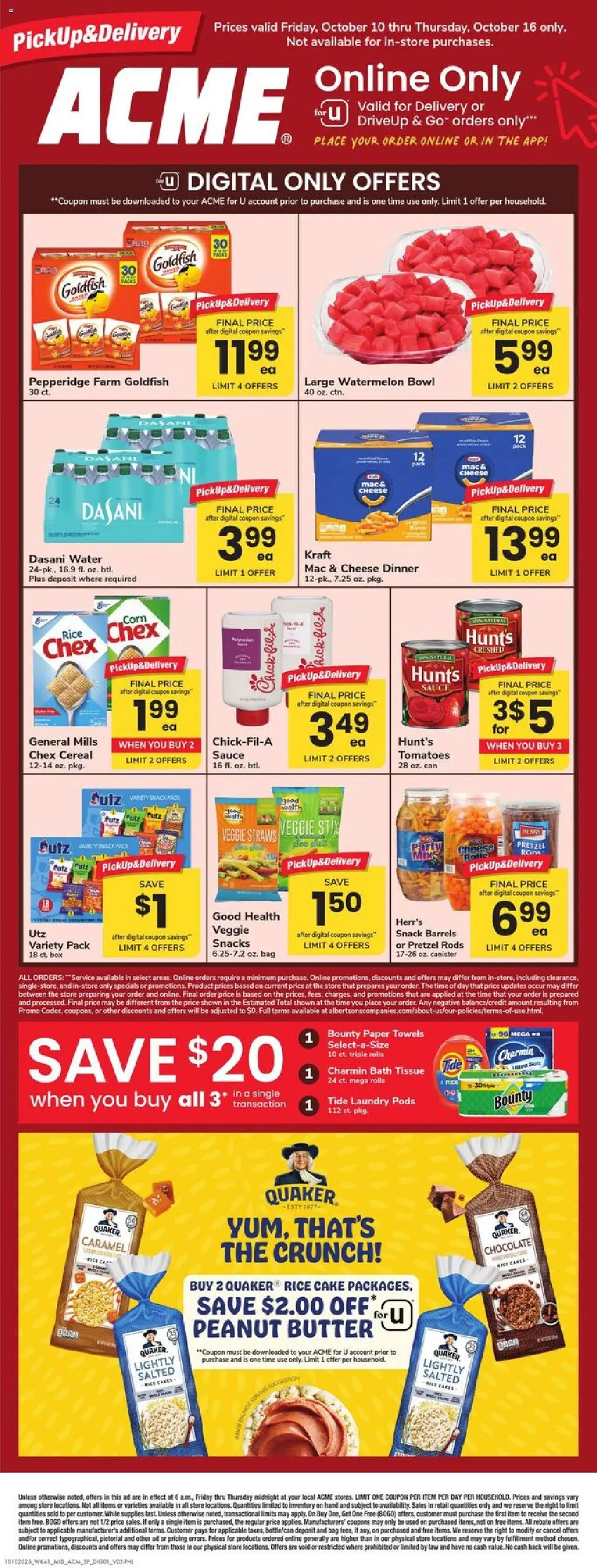 Acme Specialty Publication - valid from 10.10.2025 | Page: 1 | Products: Cheese, Chocolate, Tomatoes, Sauce