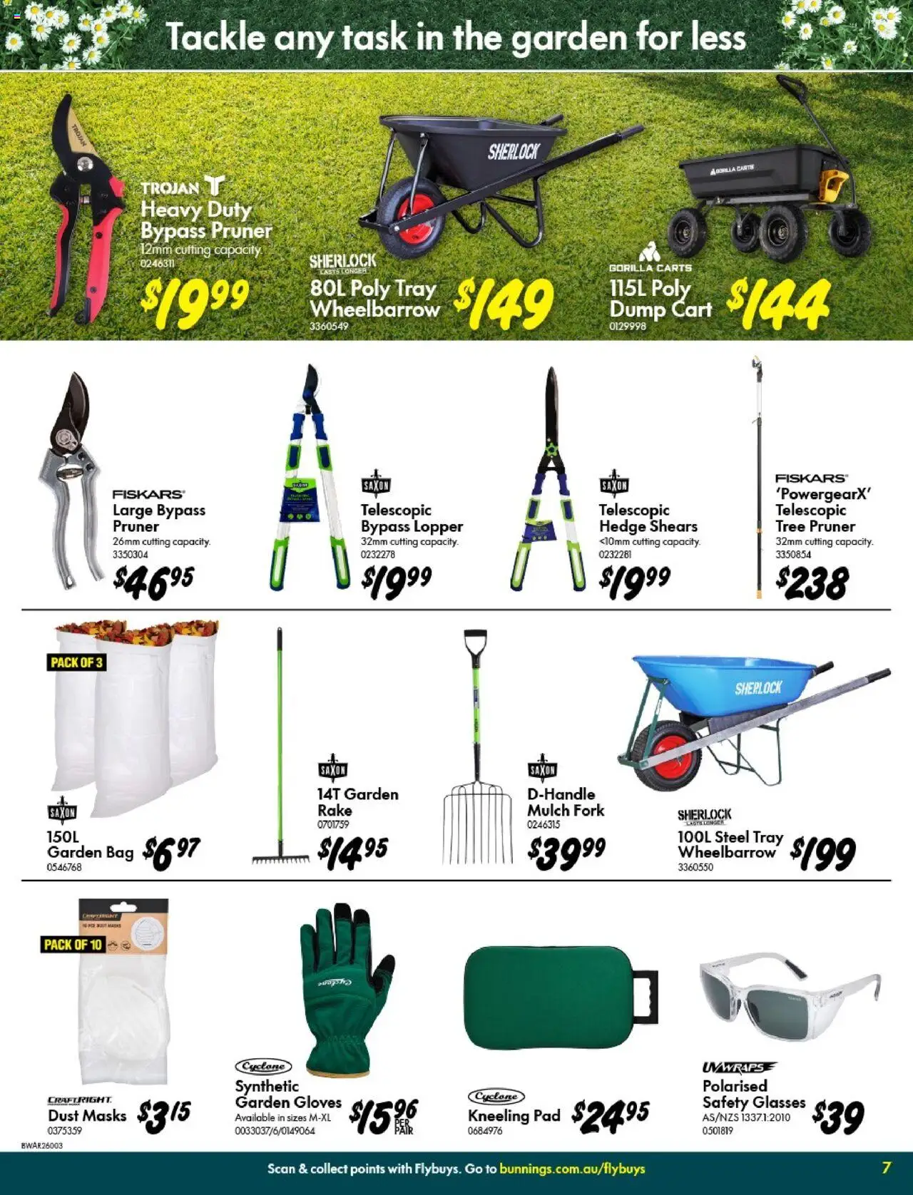 Bunnings Warehouse catalogue - valid from 10.09.2025 | Page: 7 | Products: Rake, Cart, Wheelbarrow, Kneeling pad