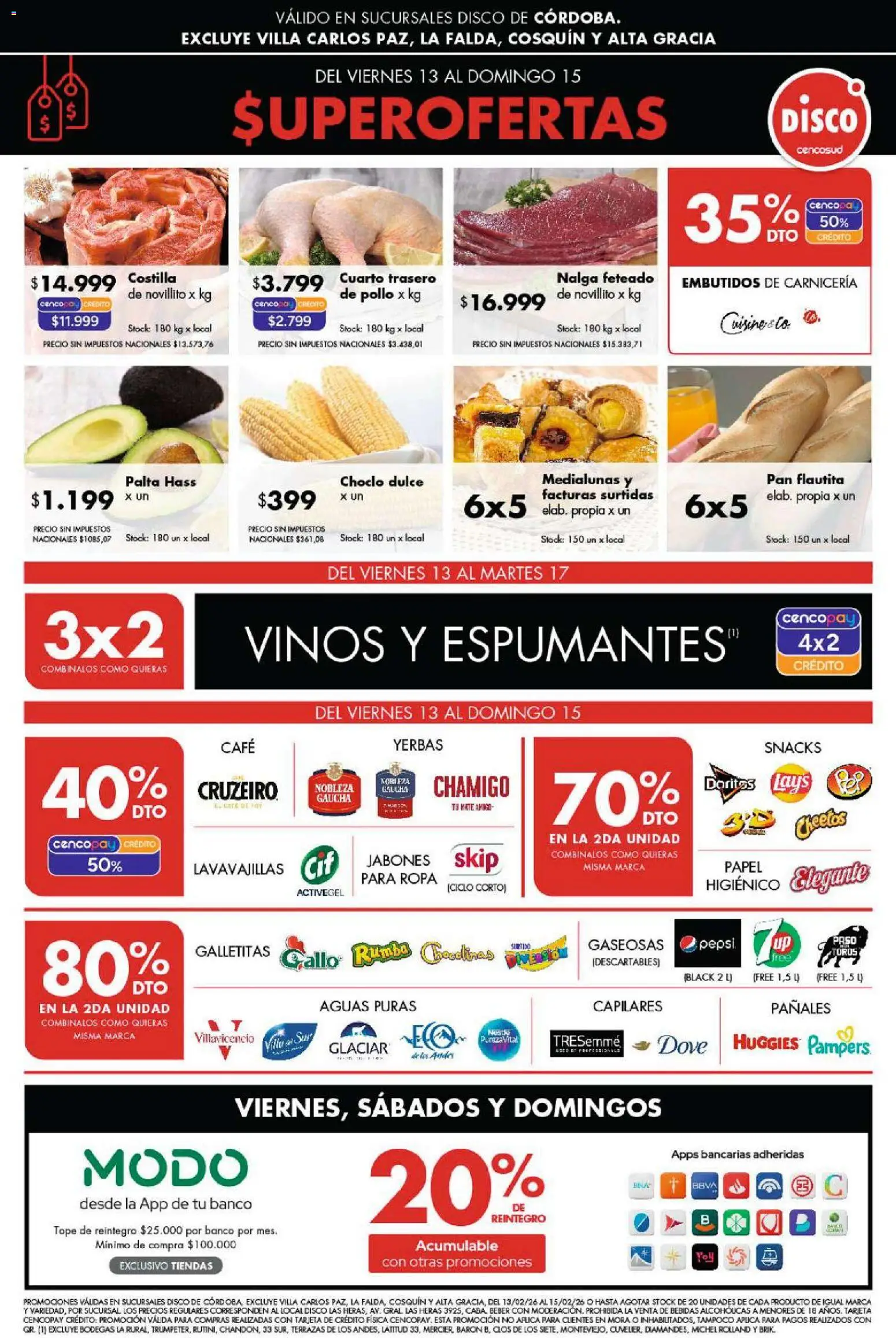 Disco - Ofertas | Córdoba │ válido desde el 12.02.2026 | Página: 1 | Productos: Lavavajillas, Banco, Galletitas, Ropa