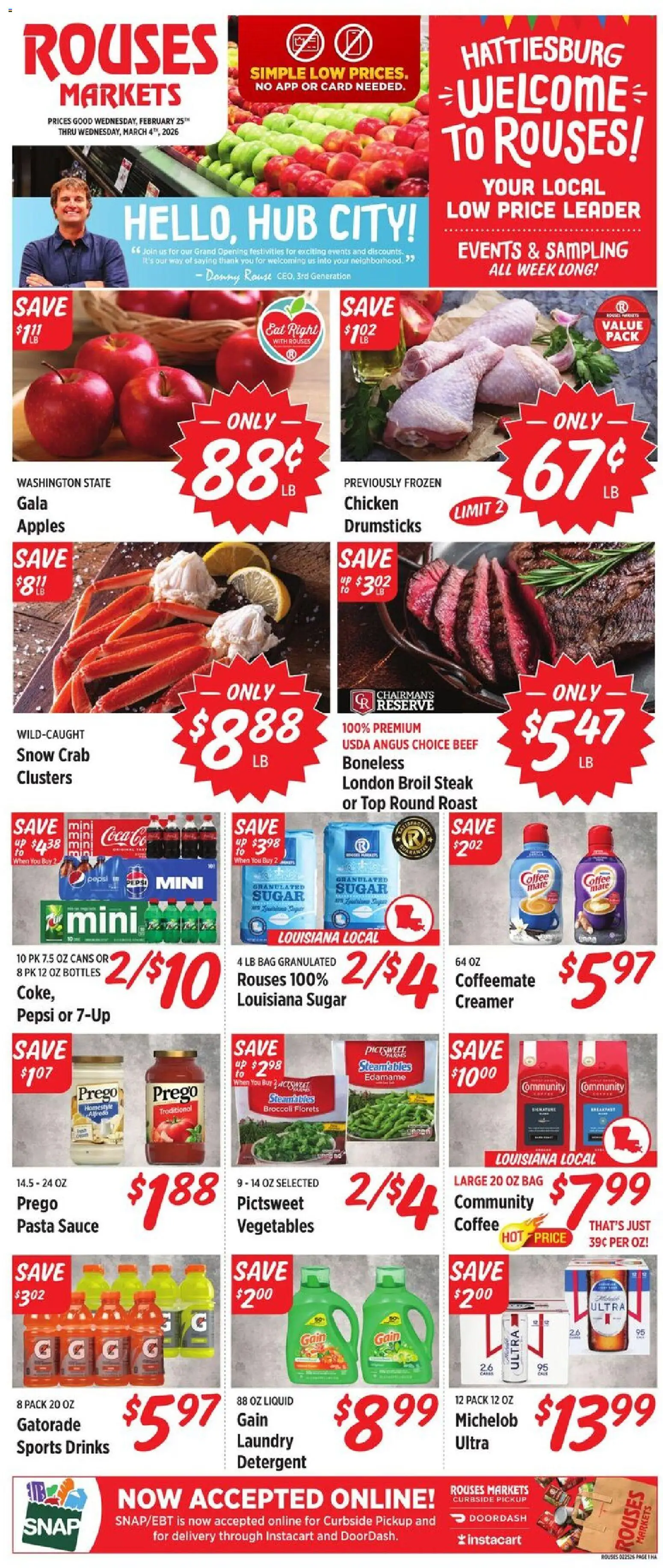 Rouses Grand Opening - valid from 25.02.2026 | Page: 2 | Products: Broccoli, Detergent, Sauce, Sugar