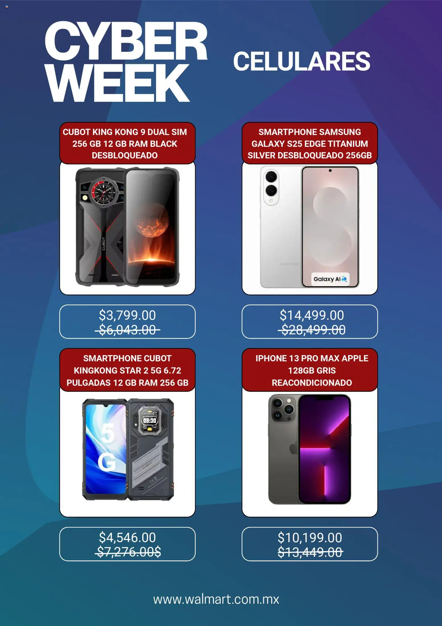 Nuevas ofertas de Walmart válidas en toda la República Mexicana desde el 25.11.2025. ¡Encuentra las mejores ofertas en Walmart Cyber Monday! | Página: 3 | Productos: Smartphone