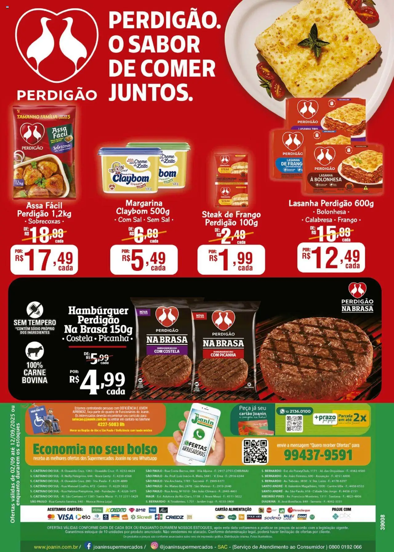 Supermercados Joanin Folheto - válido de 02.09.2025 | Página: 2 | Produtos: Leite, Carne, Lasanha, Margarina