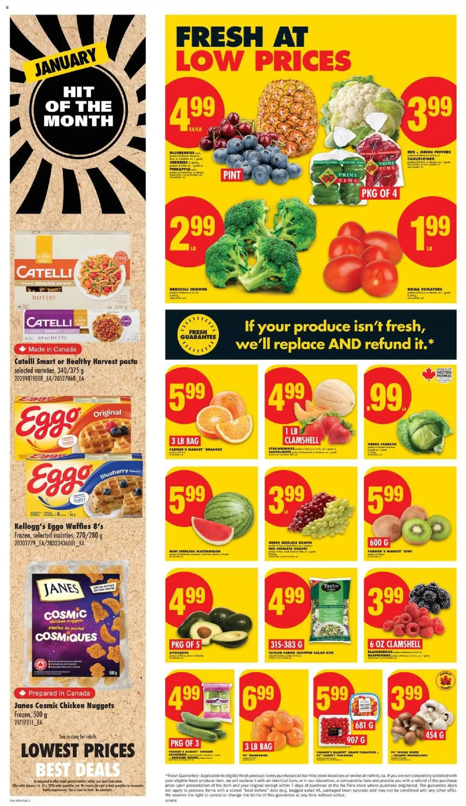 No Frills flyer valid from 15.01.2026 | Page: 2 | Products: Strawberries, Bag, Oranges, Tomatoes