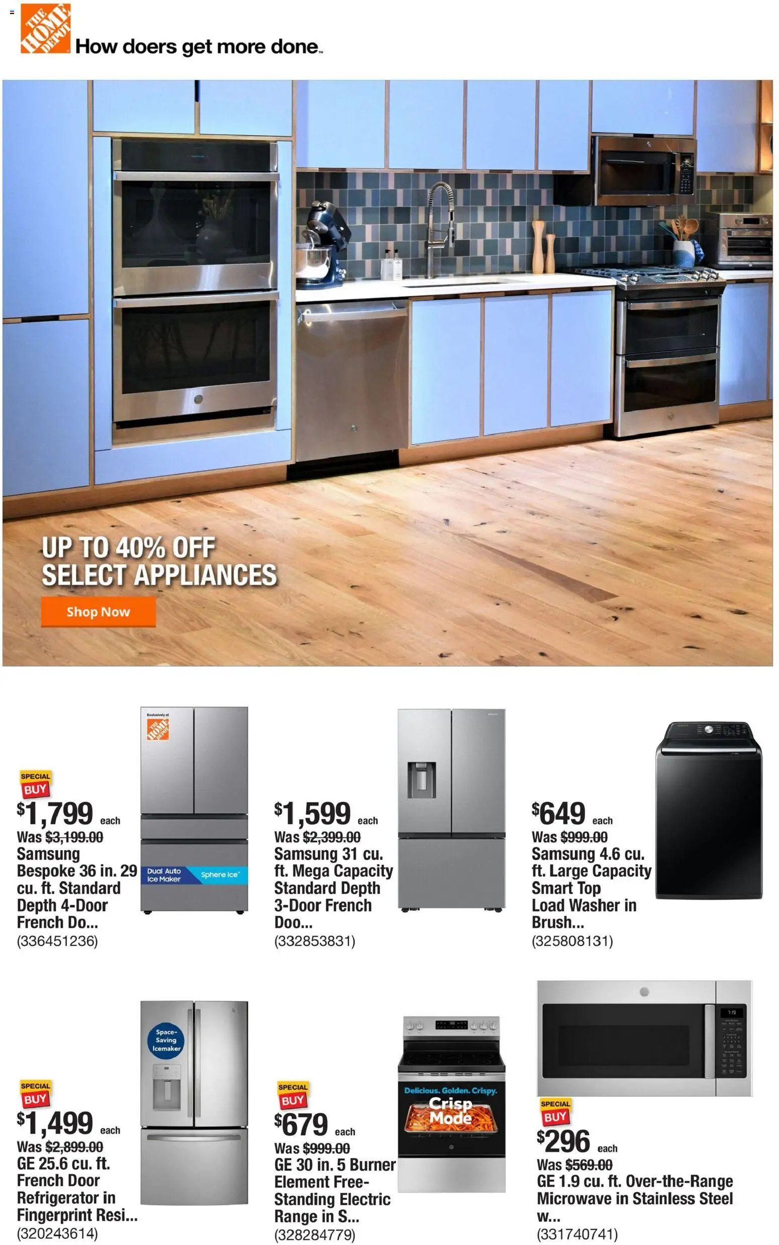 Home Depot Weekly Ad - OH - valid from 25.12.2025 | Page: 1 | Products: Brush, Microwave, Washer, Ice Maker