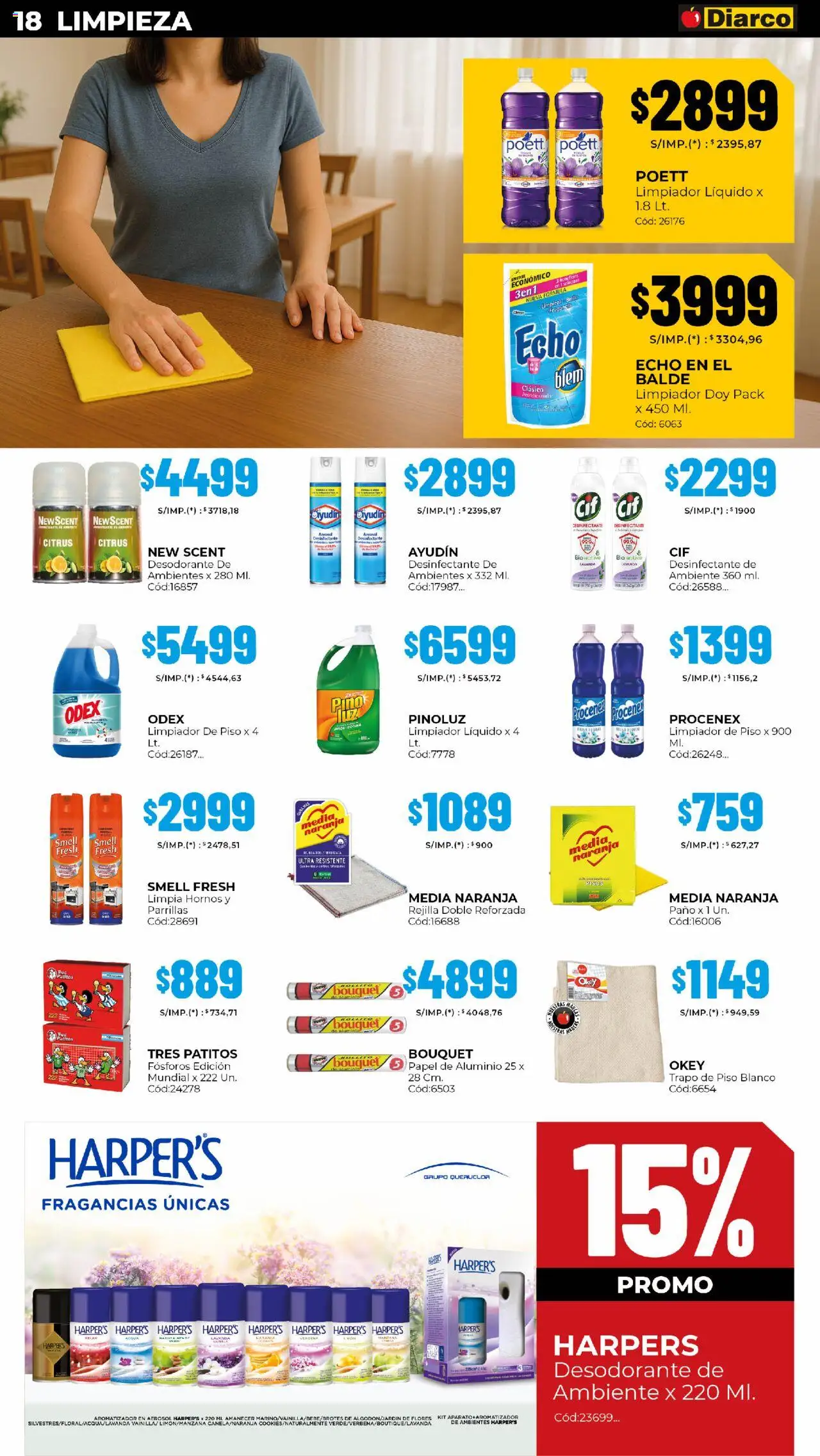 Diarco - Ofertas Sur │ válido desde el 20.10.2025 | Página: 18 | Productos: Desinfectante, Fósforos, Aromatizador, Limpiador
