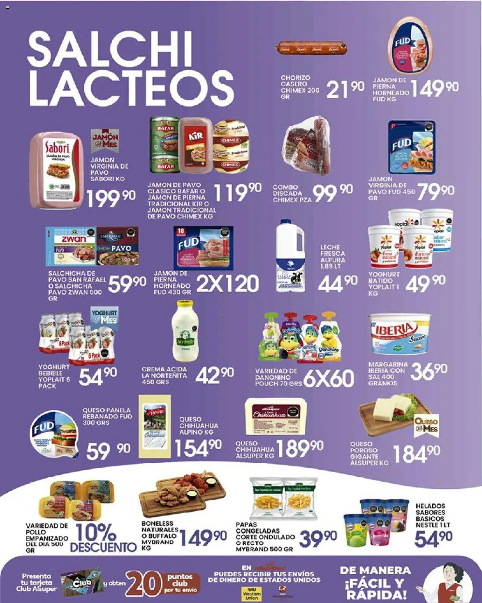 Nuevas ofertas de Alsuper válidas en toda la República Mexicana desde el 07.04.2026. ¡Encuentra las mejores ofertas en Alsuper folleto Saltillo! | Página: 3 | Productos: Pollo, Salchicha, Crema, Jamón