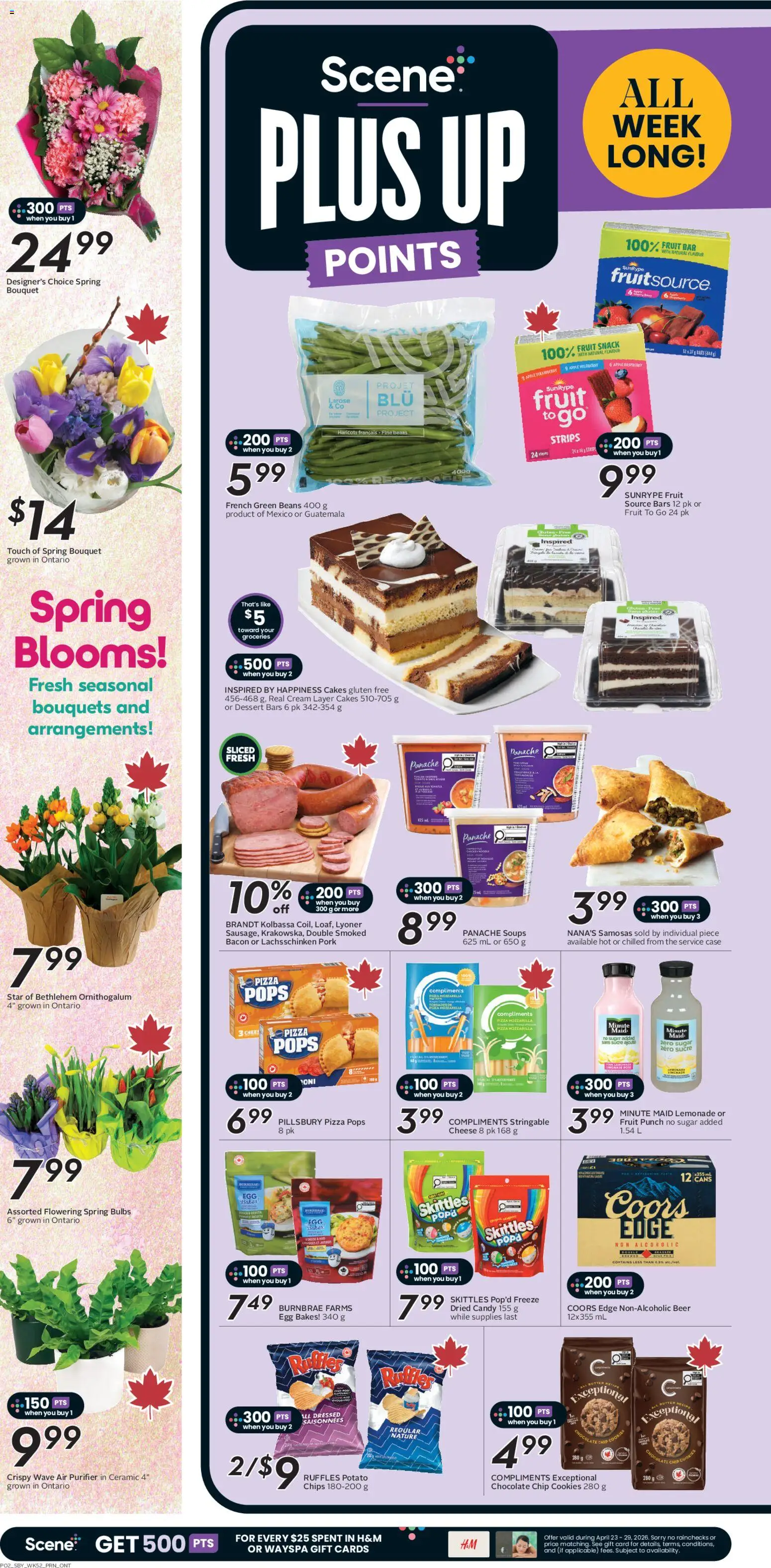 Sobeys flyer valid from 23.04.2026 | Page: 5 | Products: Chips, Cheese, Chocolate, Pizza