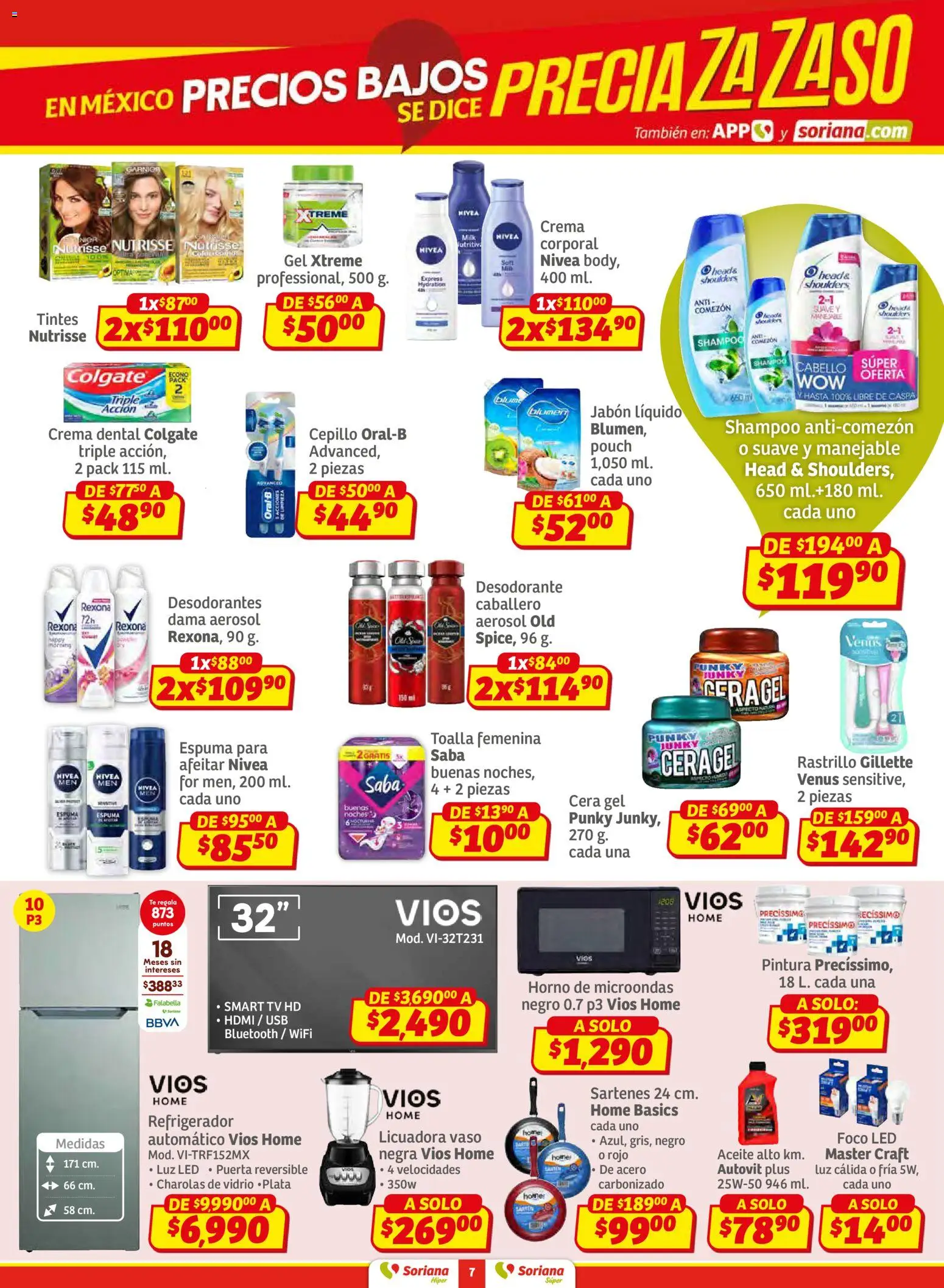 Nuevas ofertas de Soriana válidas en toda la República Mexicana desde el 26.02.2026. ¡Encuentra las mejores ofertas en Soriana - Preciazazaso Súper: Valle de México! | Página: 7 | Productos: Jabón líquido, Cepillo, Aceite, Pintura