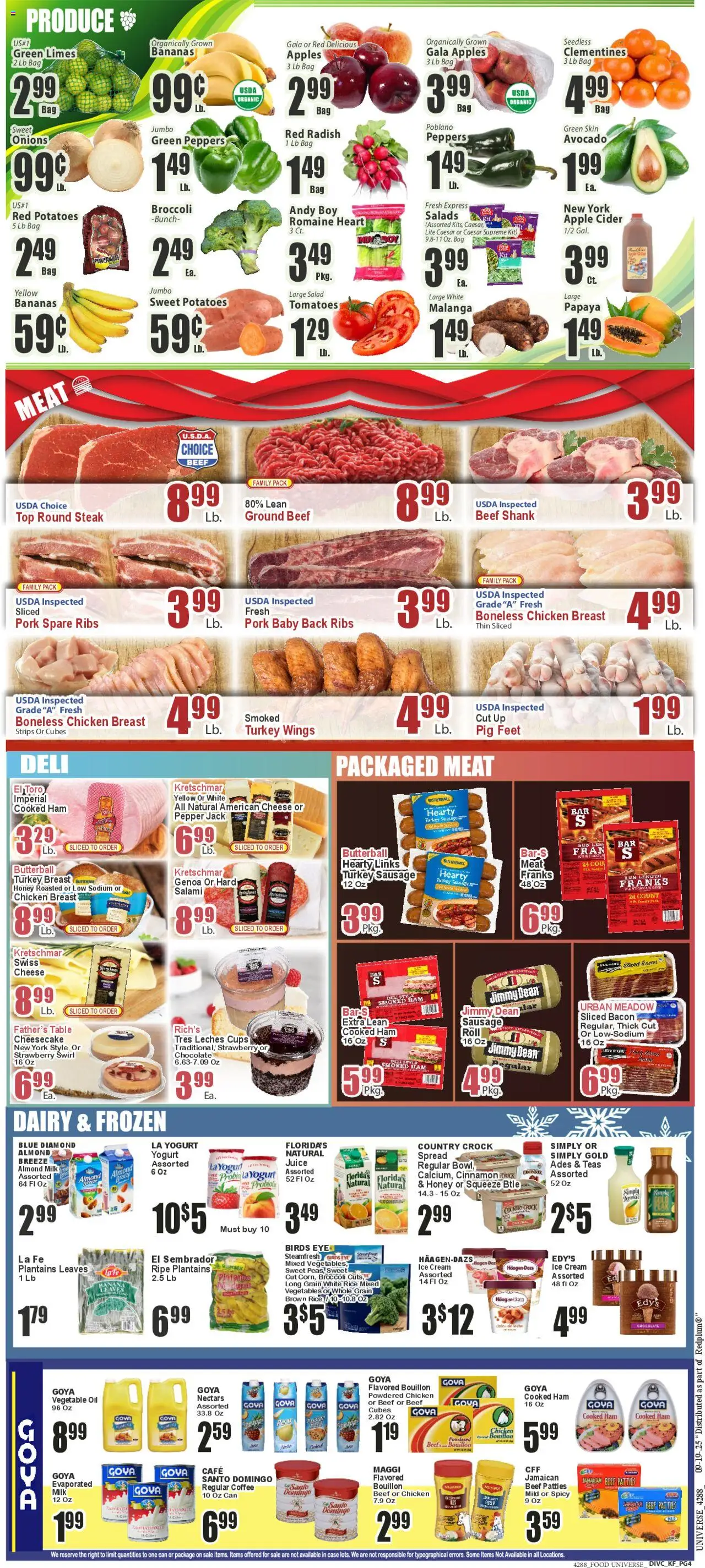 Food Universe Weekly Ad - valid from 19.09.2025 | Page: 4 | Products: Pork, Potatoes, Vegetables, Sausage