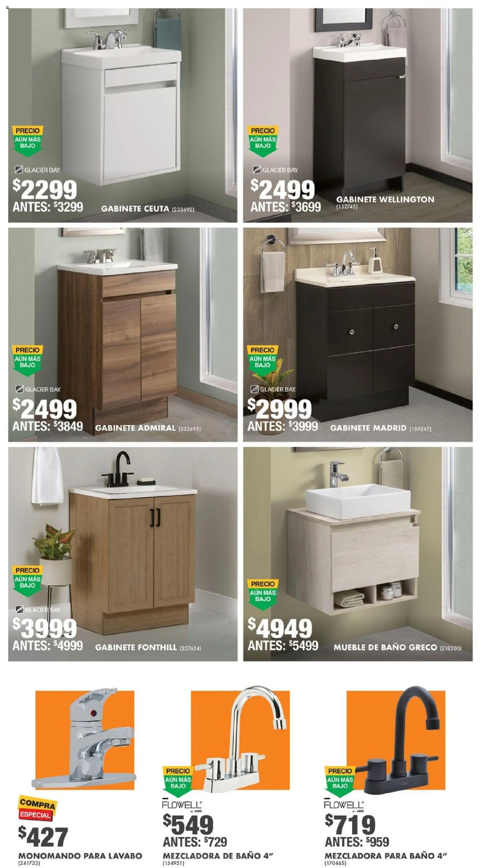 Nuevas ofertas de Home Depot válidas en toda la República Mexicana desde el 15.01.2026. ¡Encuentra las mejores ofertas en Home Depot catálogo! | Página: 5 | Productos: Gabinete, Lavabo, Baño