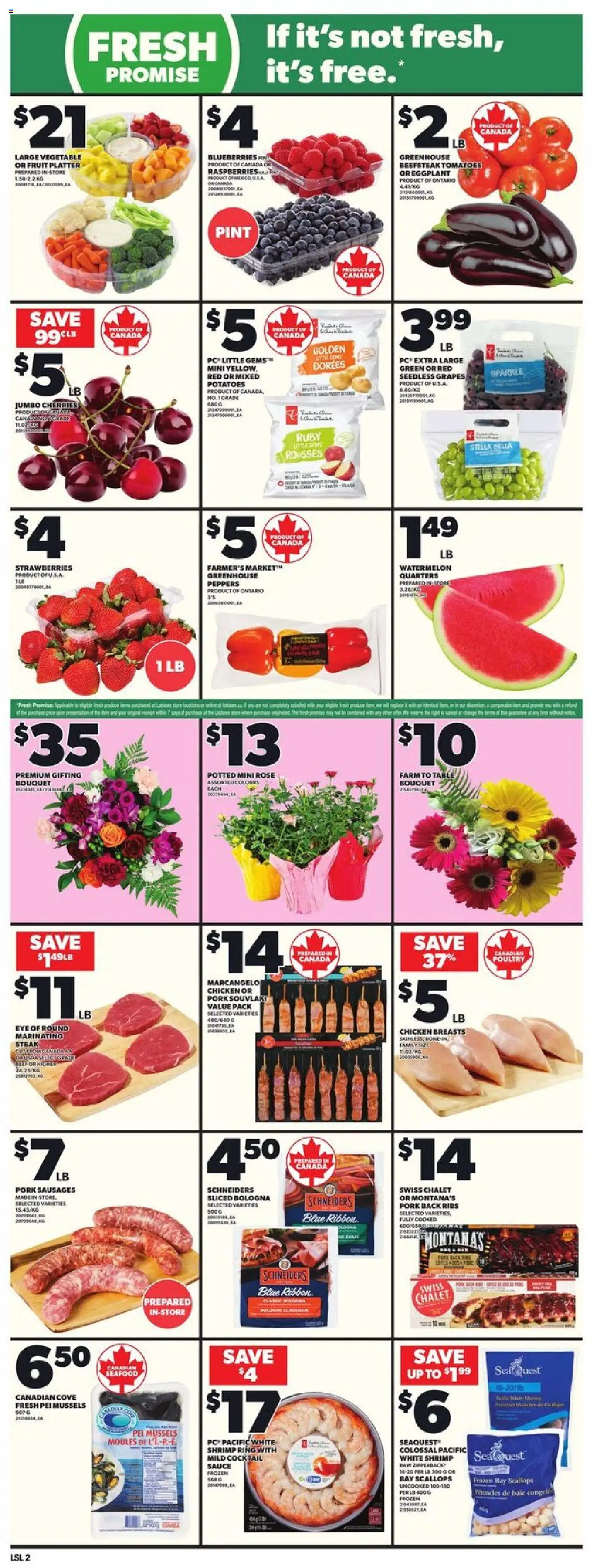Loblaws flyer valid from 28.08.2025 | Page: 5 | Products: Chicken breasts, PC, Chicken, Tomatoes