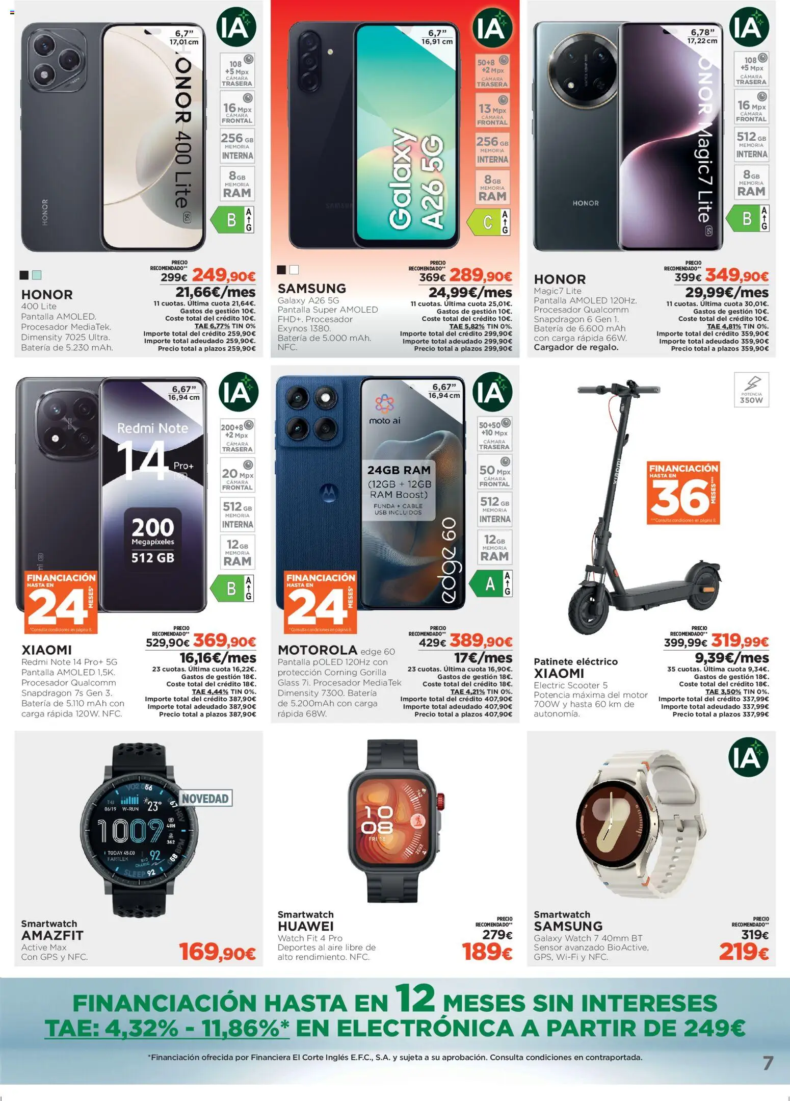 Nuevas ofertas de El Corte Inglés válidas en toda la República Mexicana desde el 07.01.2026. ¡Encuentra las mejores ofertas en El Corte Inglés catálogo Ofertas que ilusionan! | Página: 7 | Productos: Cámara, Cable, Scooter, Batería