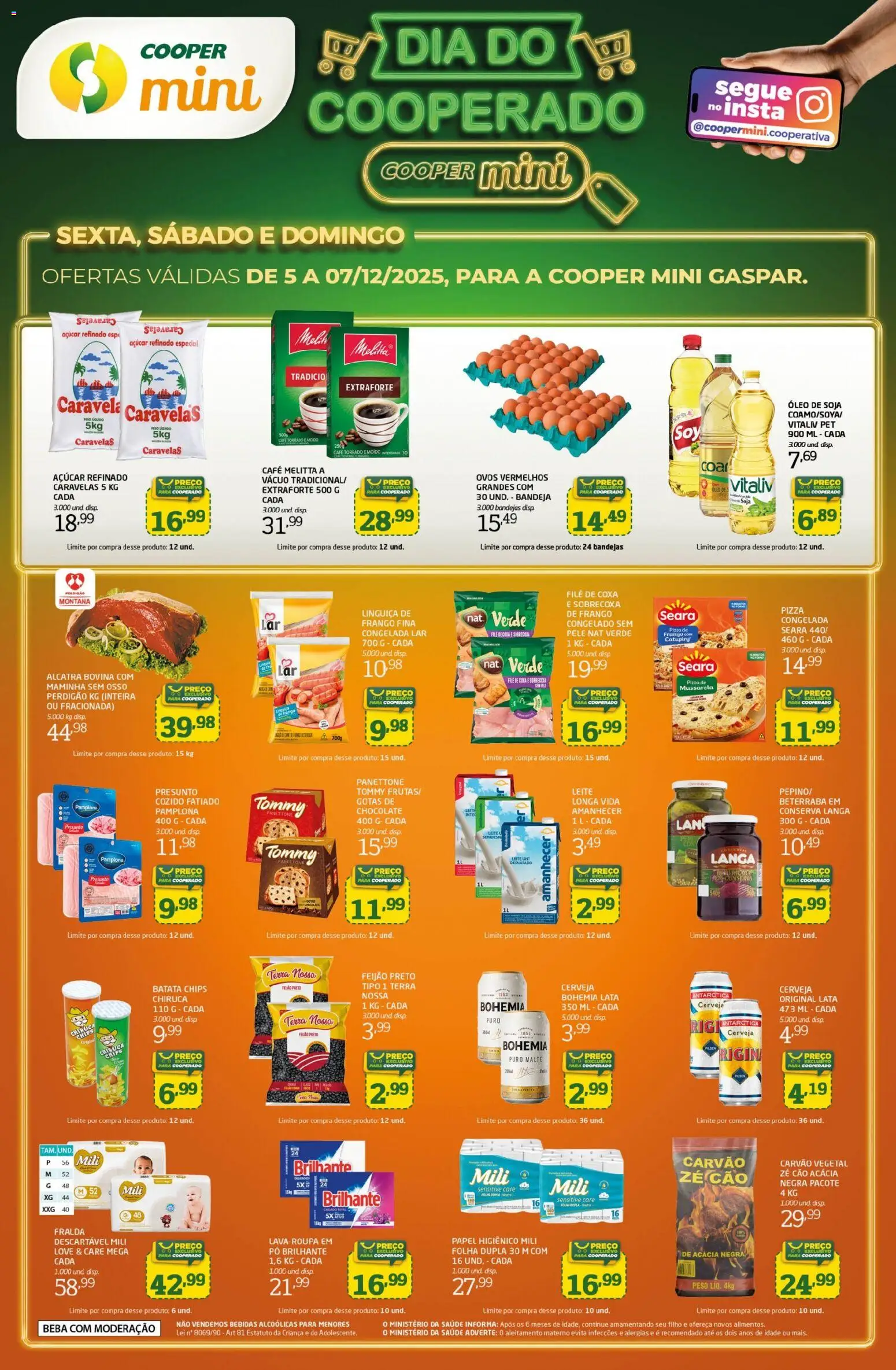 Cooper Folheto - válido de 05.12.2025 | Página: 1 | Produtos: Linguiça, Presunto, Cerveja, Soja