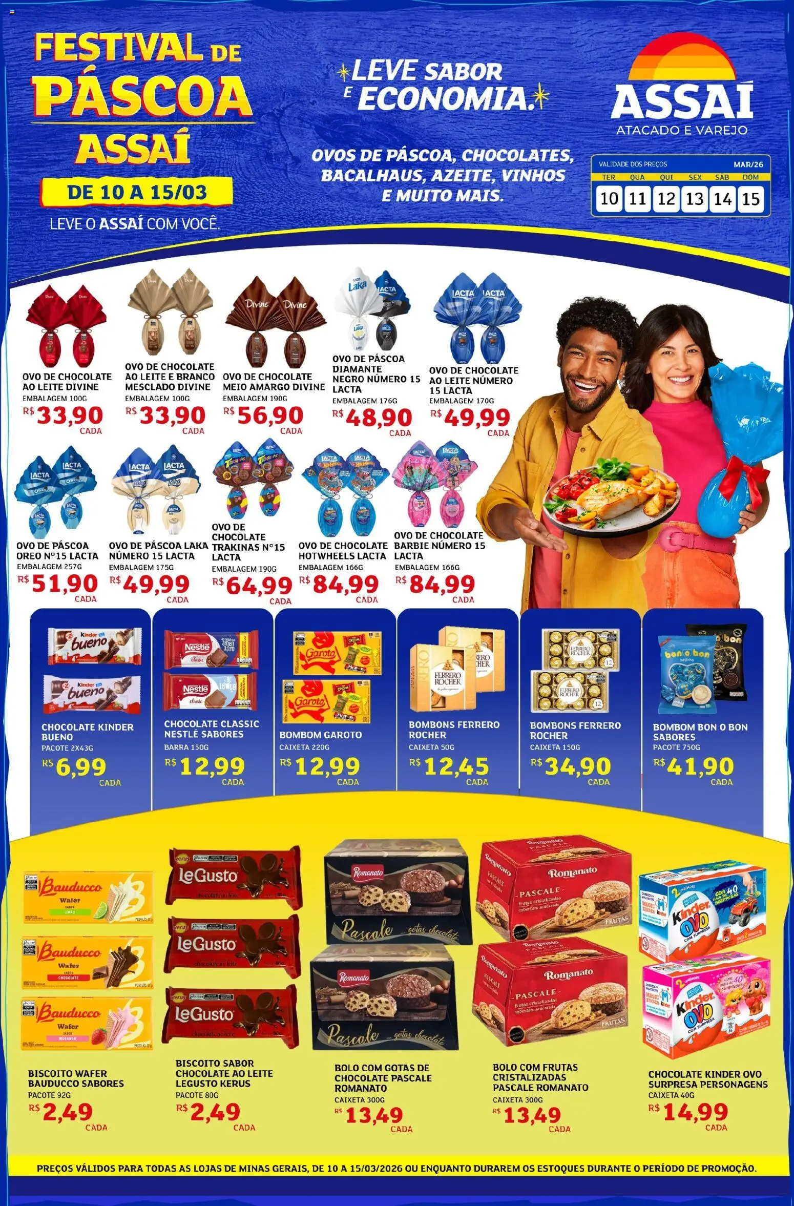 Assaí Atacadista Folheto - válido de 10.03.2026 | Página: 1 | Produtos: Leite, Ovos, Chocolate, Bolo