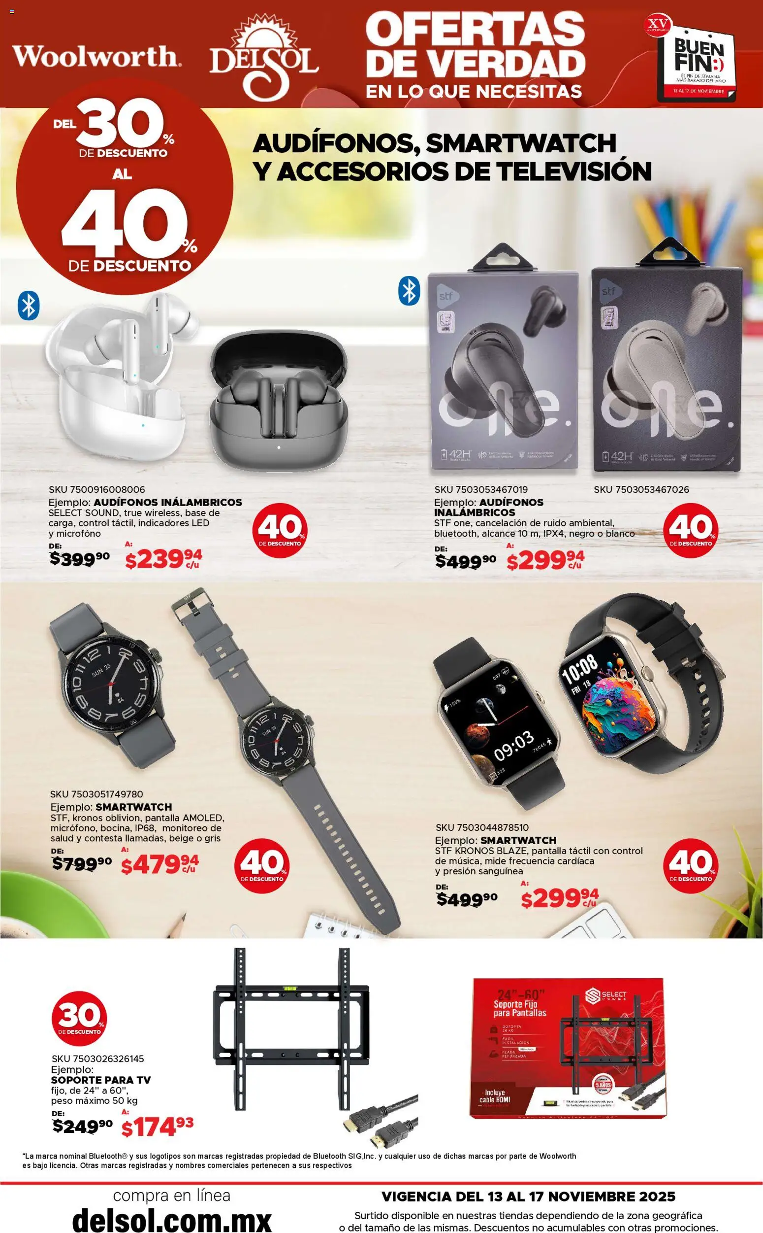 Nuevas ofertas de Del Sol y Woolworth válidas en toda la República Mexicana desde el 13.11.2025. ¡Encuentra las mejores ofertas en Del Sol y Woolworth Buen fin! | Página: 25 | Productos: Pantallas, Micrófono, Cable HDMI, Televisión