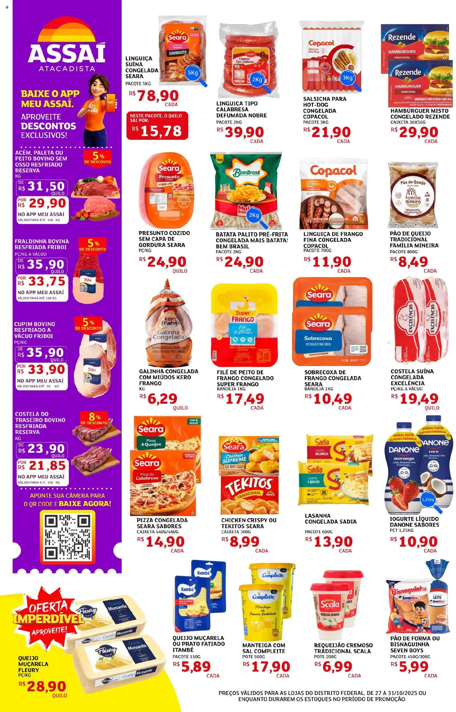 Assaí Atacadista Folheto - válido de 27.10.2025 | Página: 4 | Produtos: Linguiça, Pão de forma, Câmera, Pão de queijo