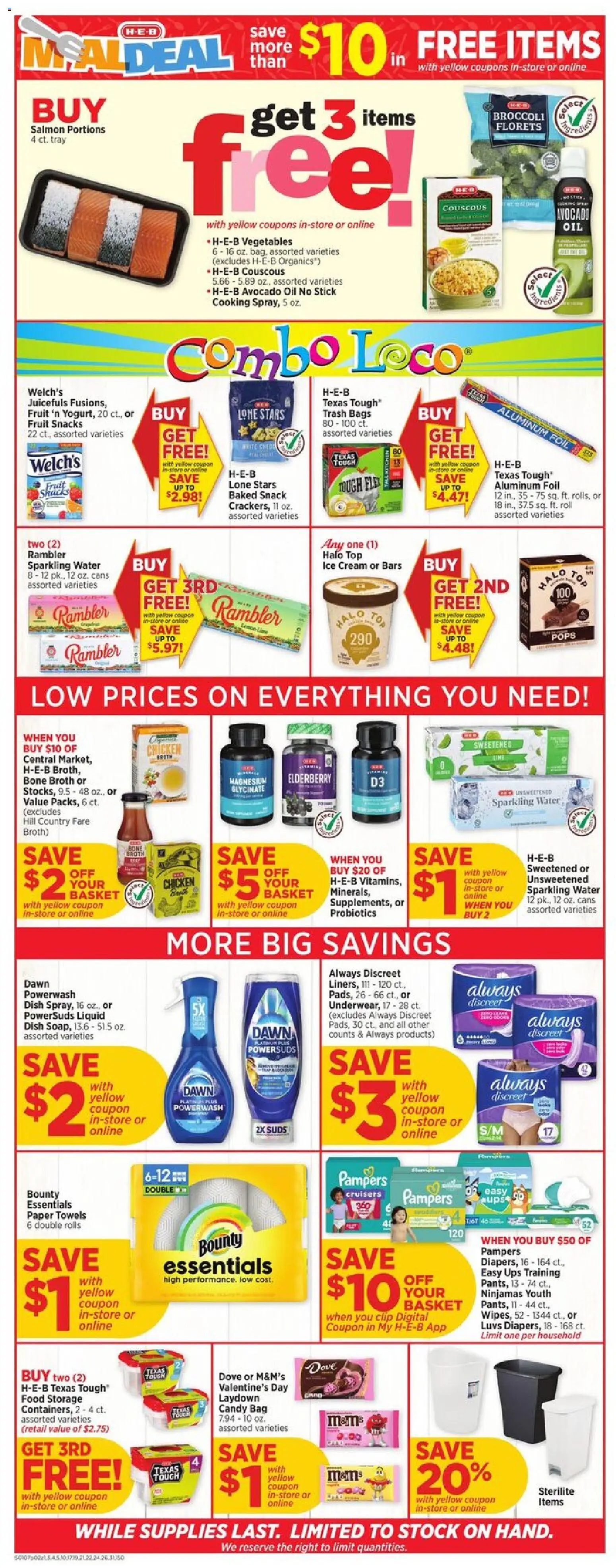 H-E-B Weekly Ad - valid from 07.01.2026 | Page: 2 | Products: Magnesium, Probiotics, Oil, Lime