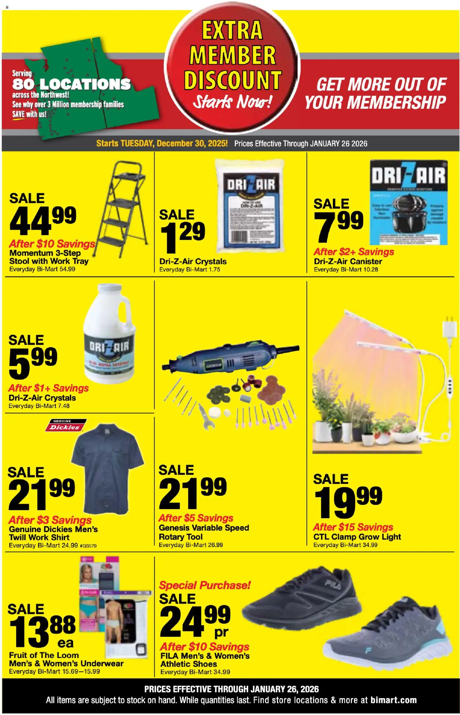 Bi-Mart Extra Savings - valid from 30.12.2025 | Page: 8 | Products: Clamp, Rotary Tool, Shirt, Underwear