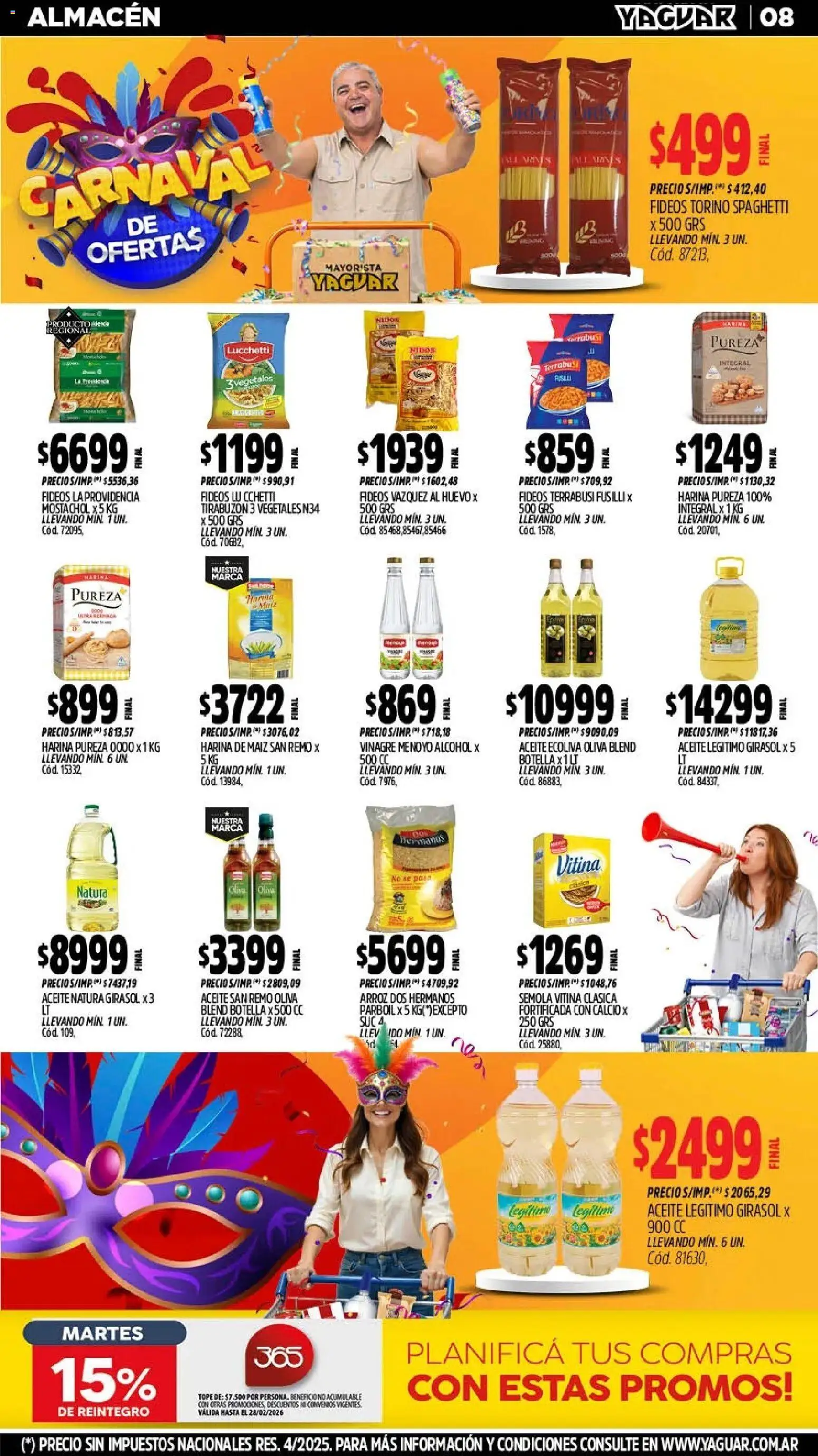 Yaguar - Oferta Semanal Misiones │ válido desde el 09.02.2026 | Página: 8 | Productos: Harina, Aceite, Oliva, Huevo