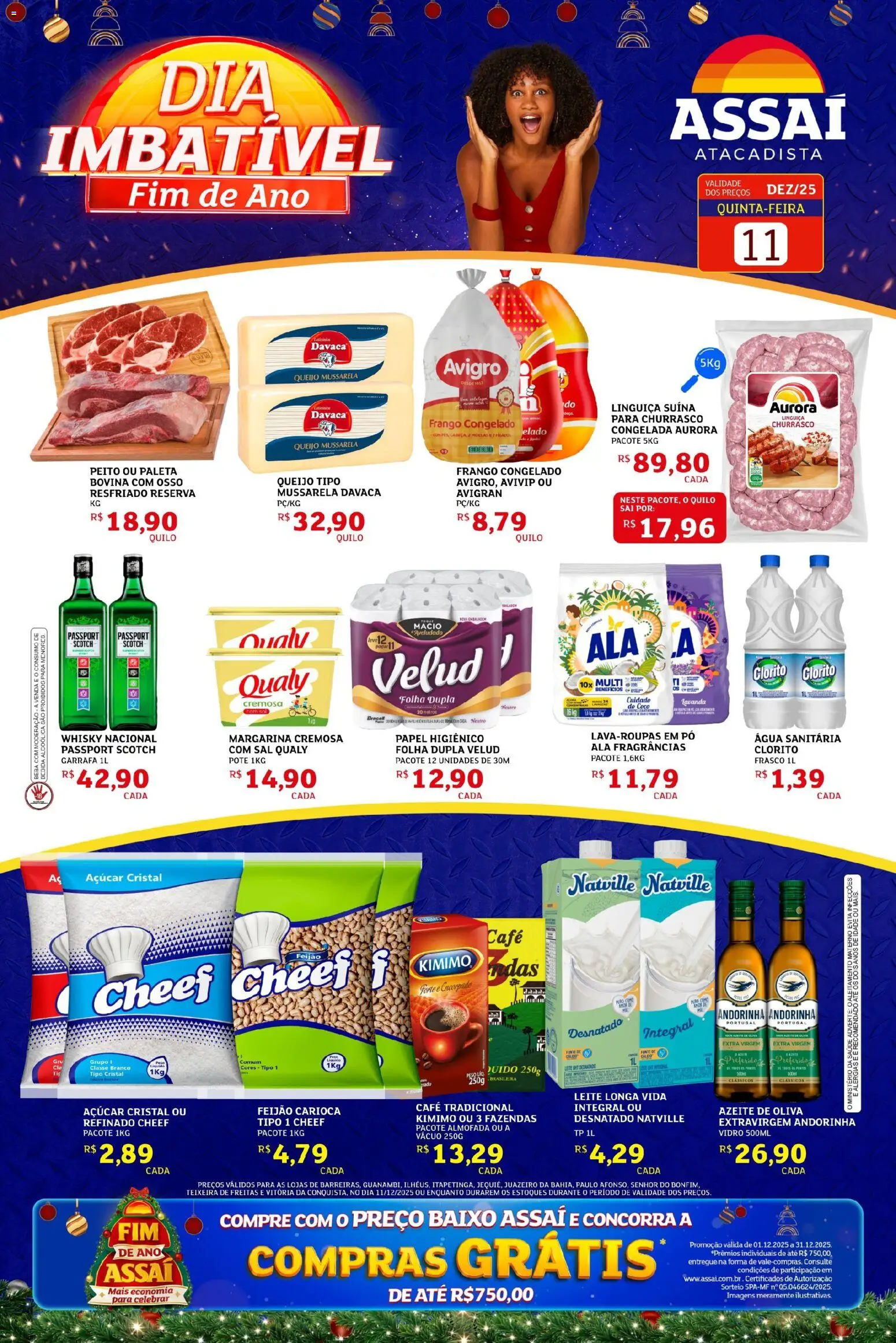 Assaí Atacadista Folheto - válido de 11.12.2025 | Página: 1 | Produtos: Coco, Whisky, Leite, Frango