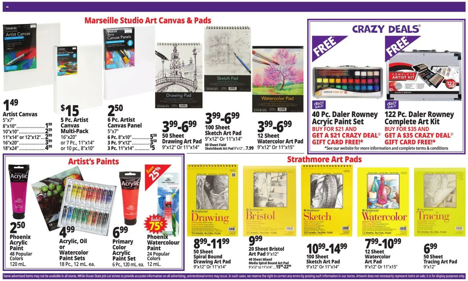 Ocean State Job Lot Weekly Ad - MA - valid from 15.01.2026 | Page: 16 | Products: Canvas, Sketchbook, Acrylic, Pads