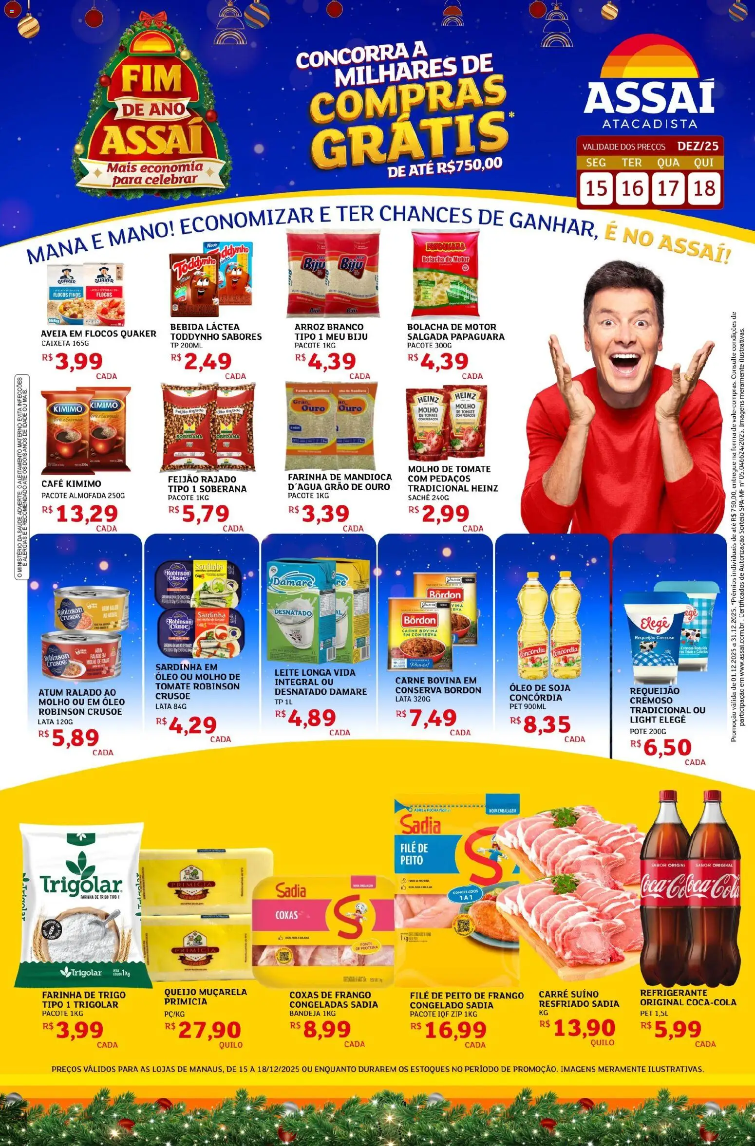 Assaí Atacadista Folheto - válido de 15.12.2025 | Página: 1 | Produtos: Queijo, Bandeja, Aveia, Atum