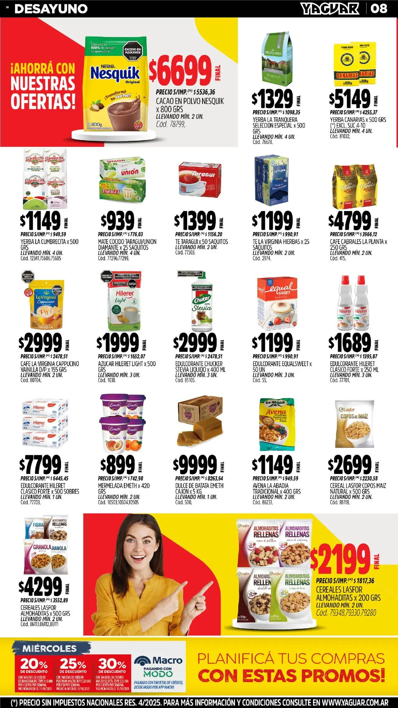 Yaguar - José C. Paz │ válido desde el 20.10.2025 | Página: 7 | Productos: Banco, Yerba, Edulcorante, Cereales