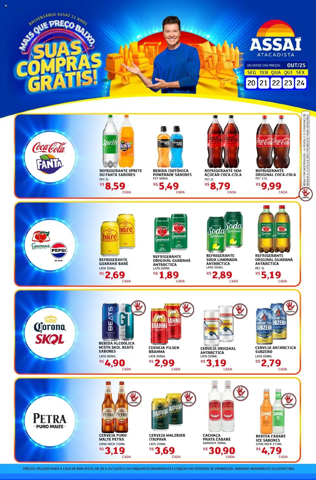 Assaí Atacadista Folheto - válido de 20.10.2025 | Página: 1 | Produtos: Cabare ice sabores, Bebida, Açúcar, Refrigerante